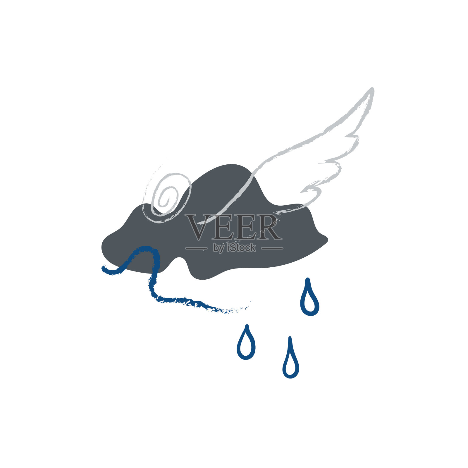 矢量抽象平面插图。灰色和蓝色和白色的图片。在白色正方形中居中构图。插画图片素材