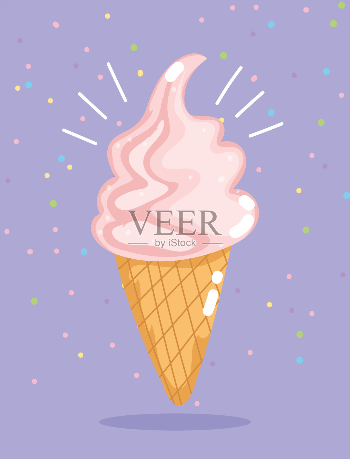 冰淇淋蛋卷快餐卡通设计元素图片