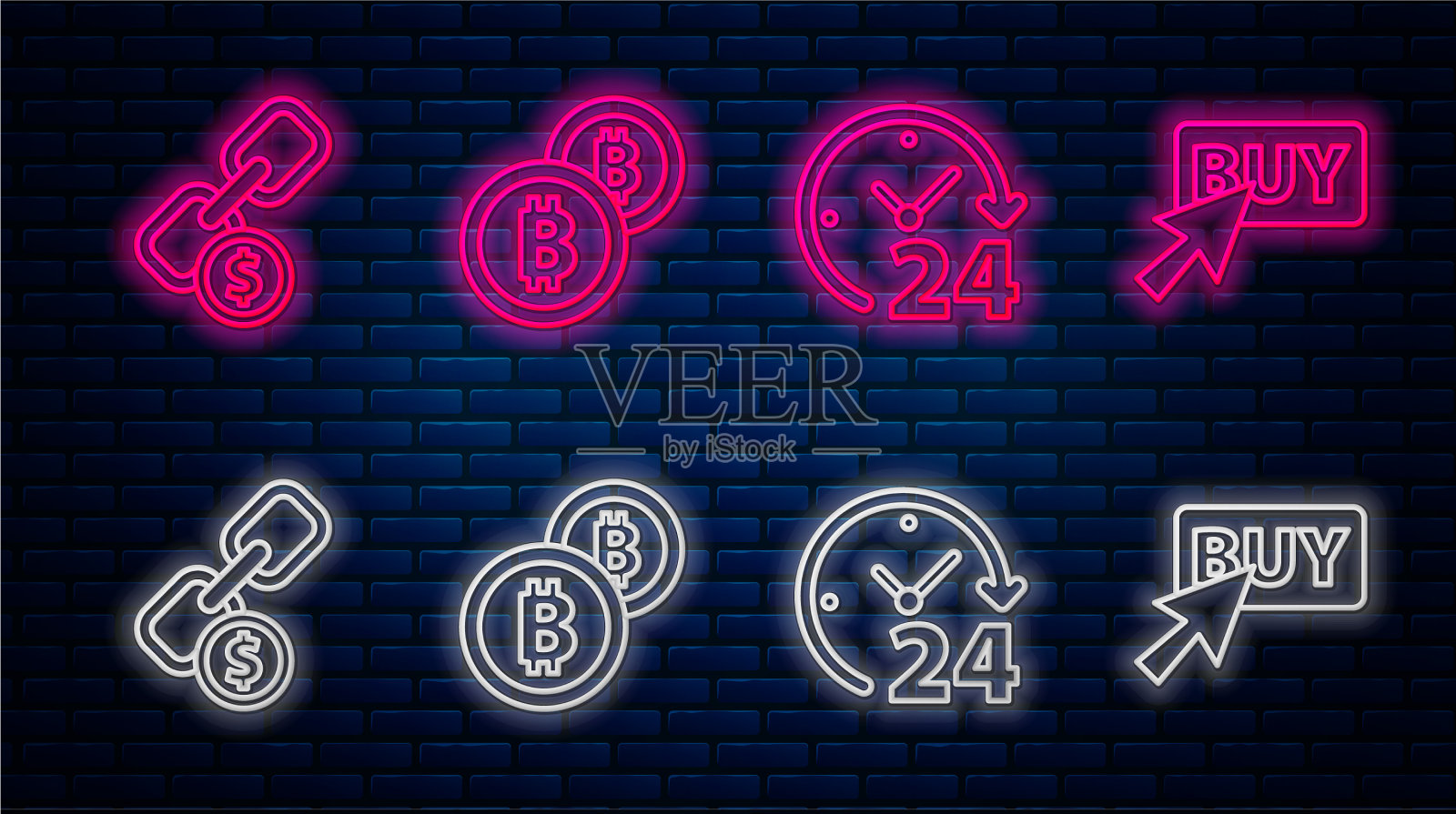 设置行加密货币币比特币时钟24插画图片素材