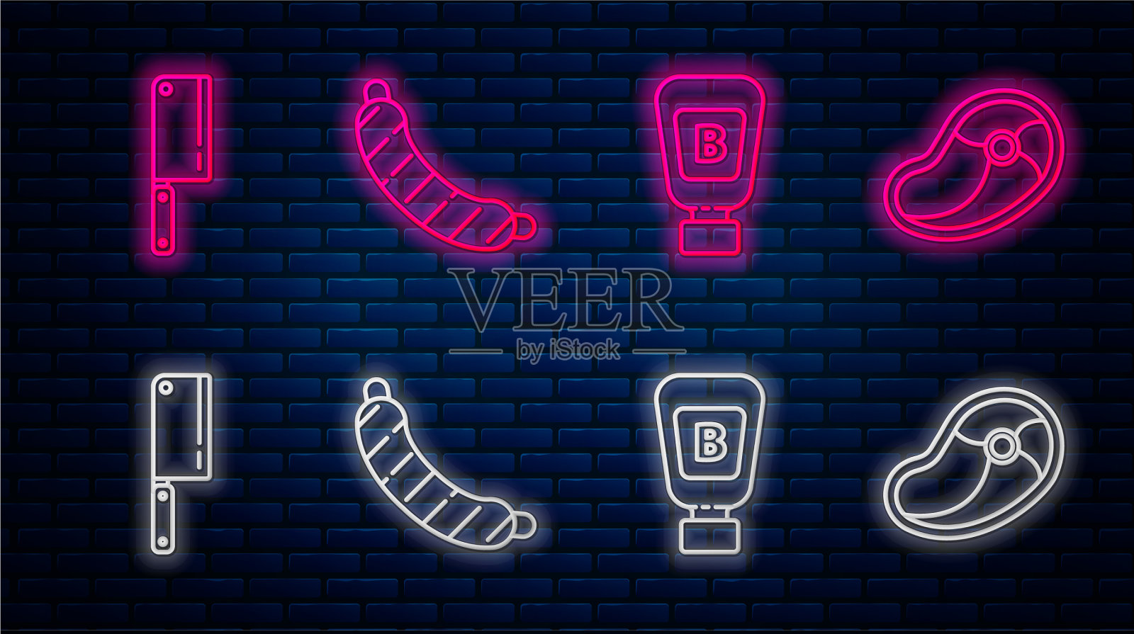 设线香肠酱瓶切肉机和插画图片素材