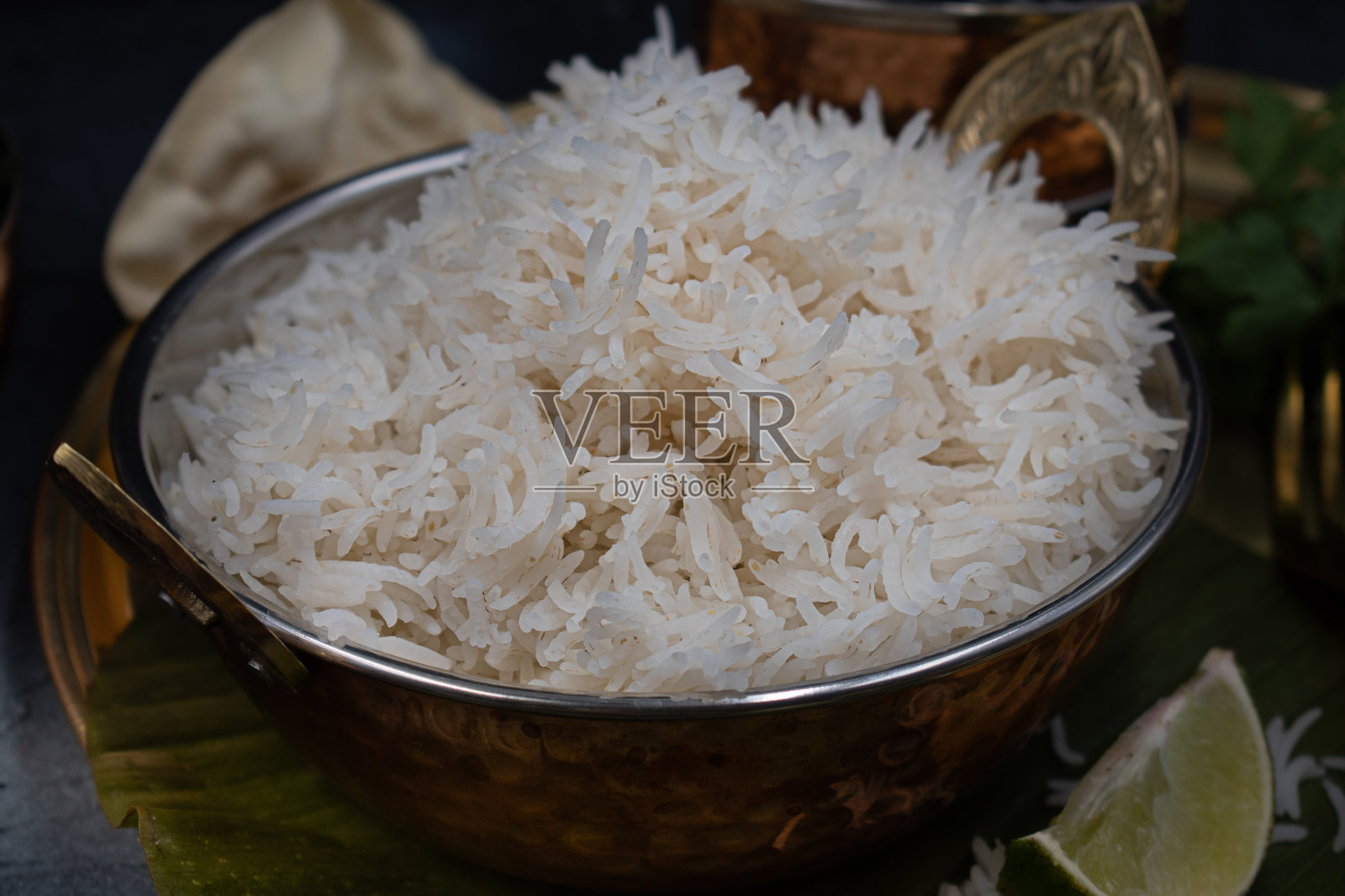 巴斯马蒂大米,煮熟照片摄影图片