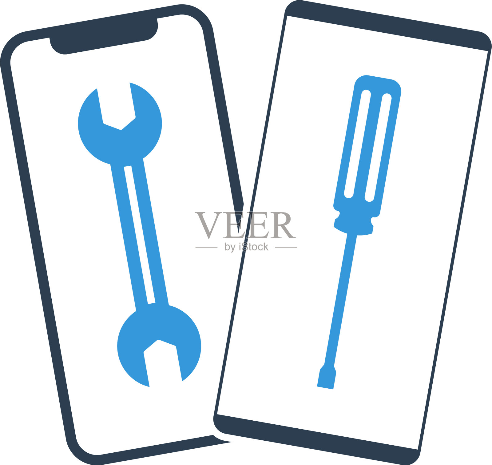 手机手机维修标志和智能手机工具插画图片素材