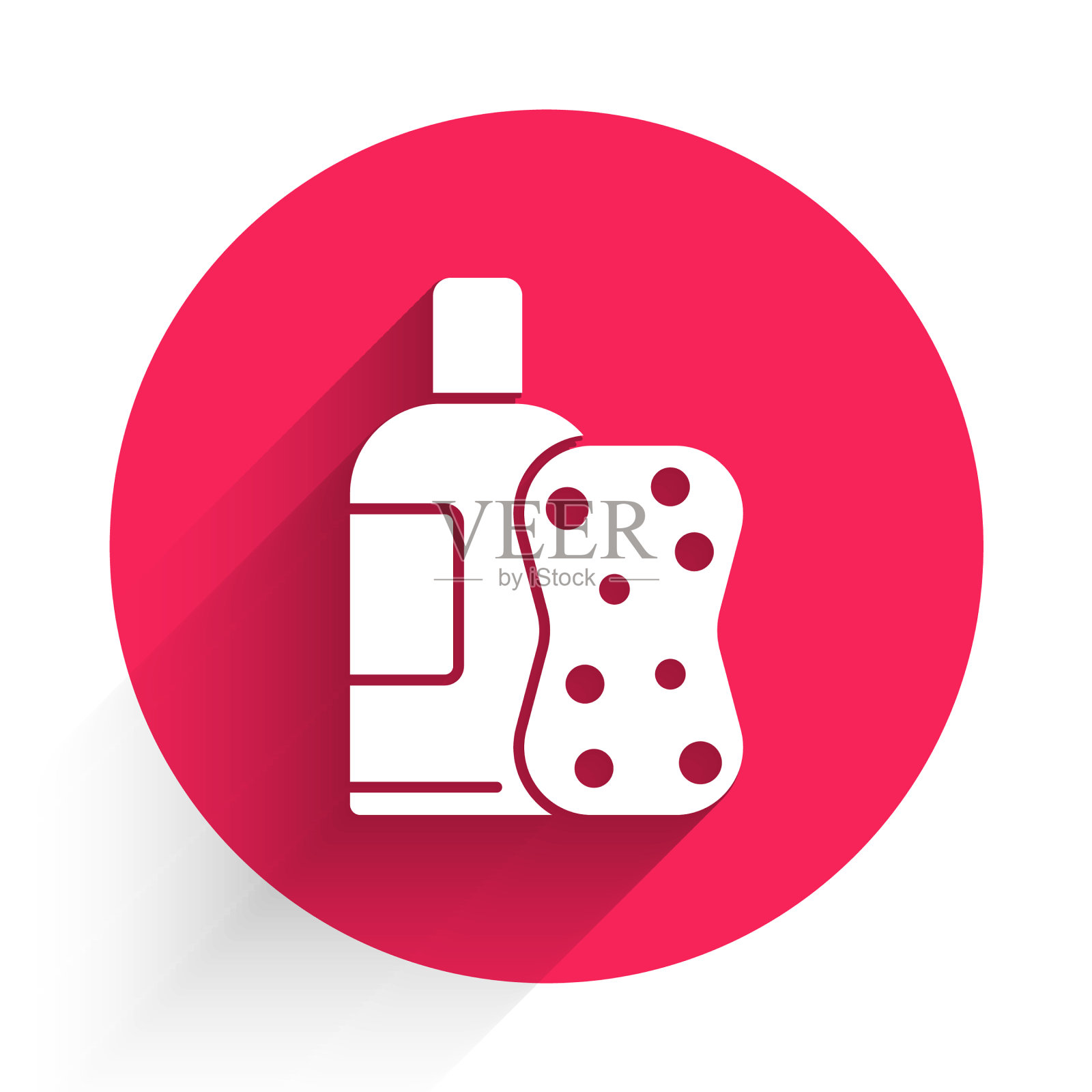 白瓶洗发水和海绵图标隔离插画图片素材