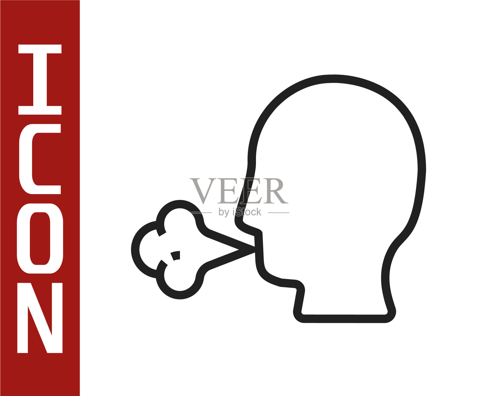 黑线男子咳嗽图标孤立在白色插画图片素材