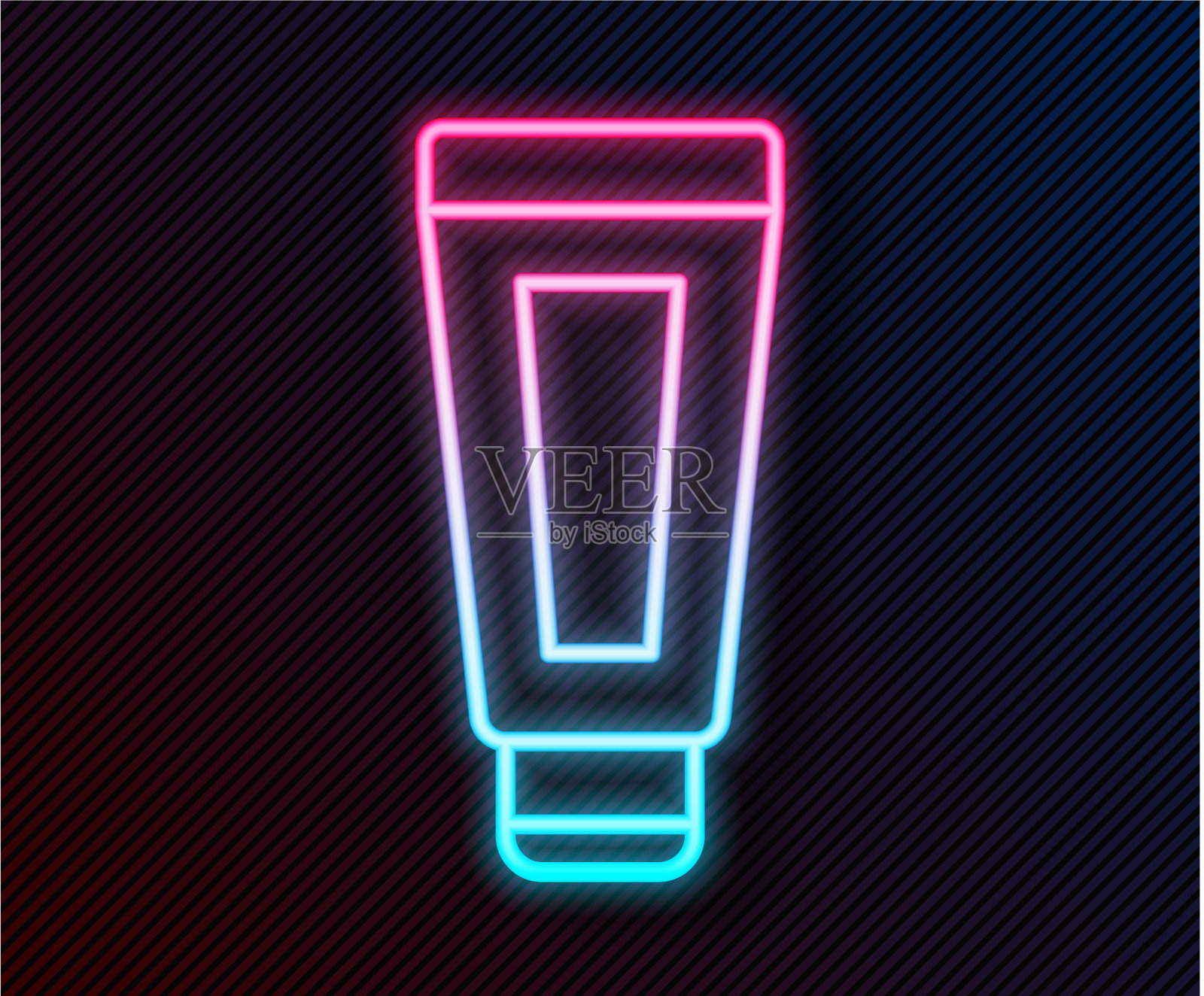 发光的霓虹线霜或乳液化妆品管插画图片素材