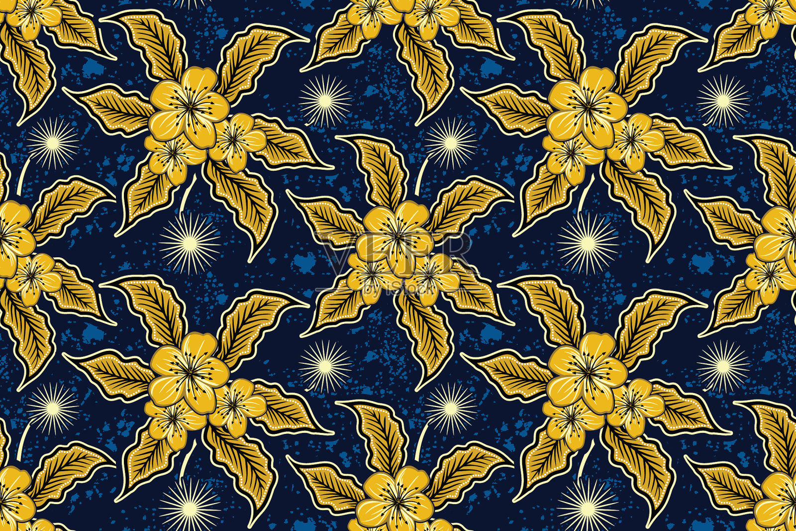 花卉蜡染图案插画图片素材