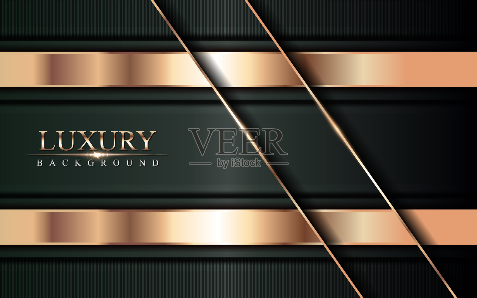 豪华的深绿色背景与金色的线条插画图片素材