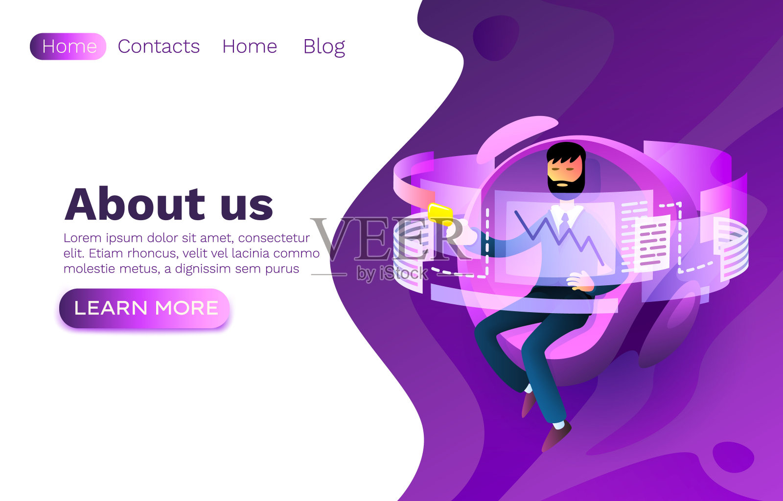 操作员工作开发，网站工作流程，显示信息图表。向量插画图片素材