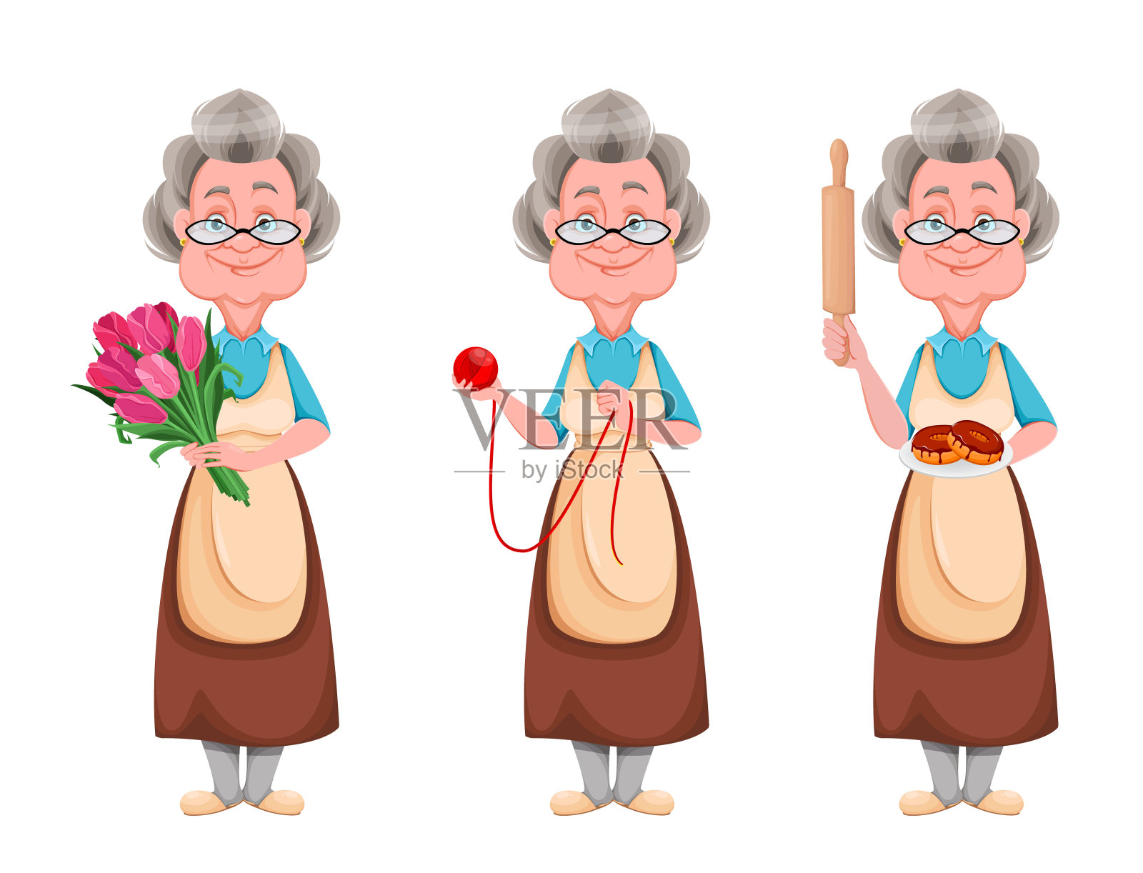 祖父母日快乐。欢快的祖母插画图片素材