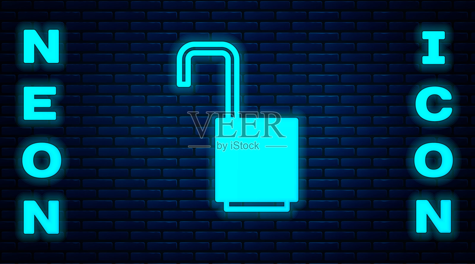 在砖墙背景上孤立的打开挂锁图标。开了锁的迹象。网络安全的概念。数字数据保护。矢量图插画图片素材