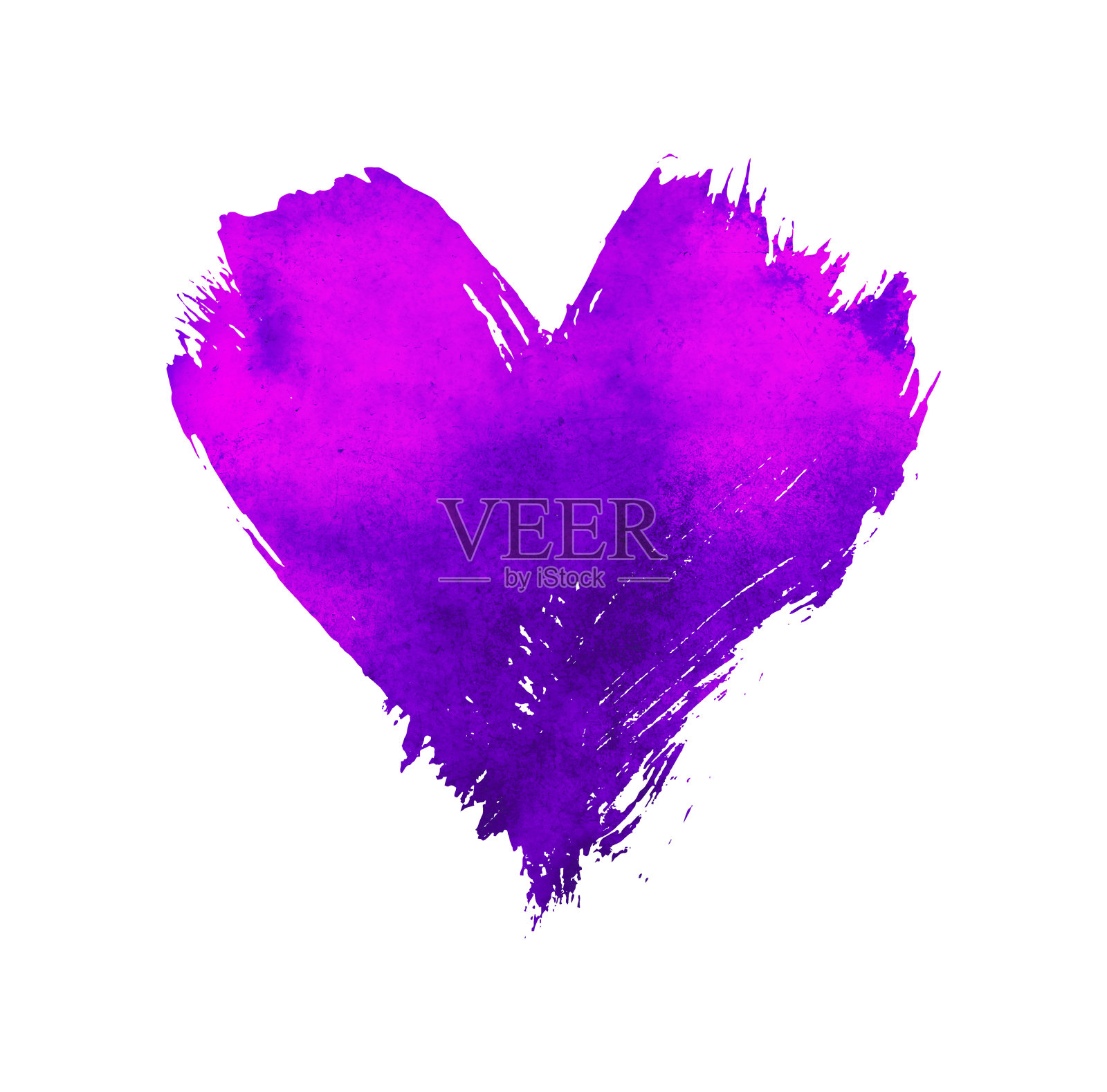 紫色水彩在白色上画心形照片摄影图片