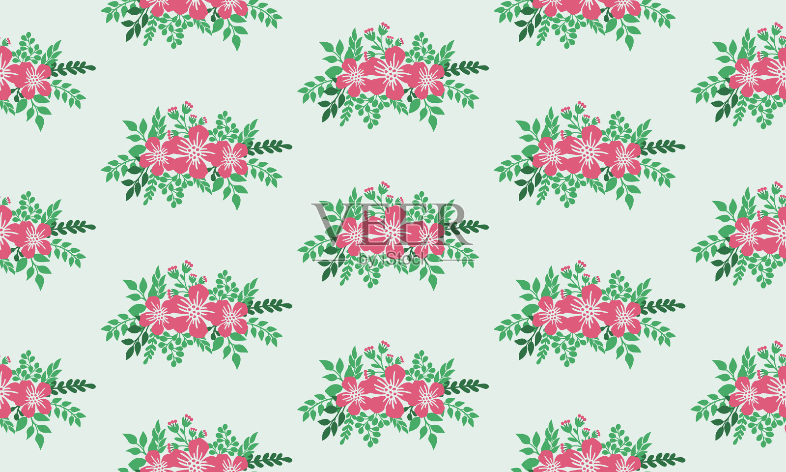 可爱的玫瑰花图案背景为情人节插画图片素材