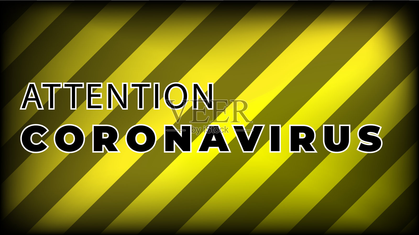 注意冠状病毒铭文黄黑色插画图片素材
