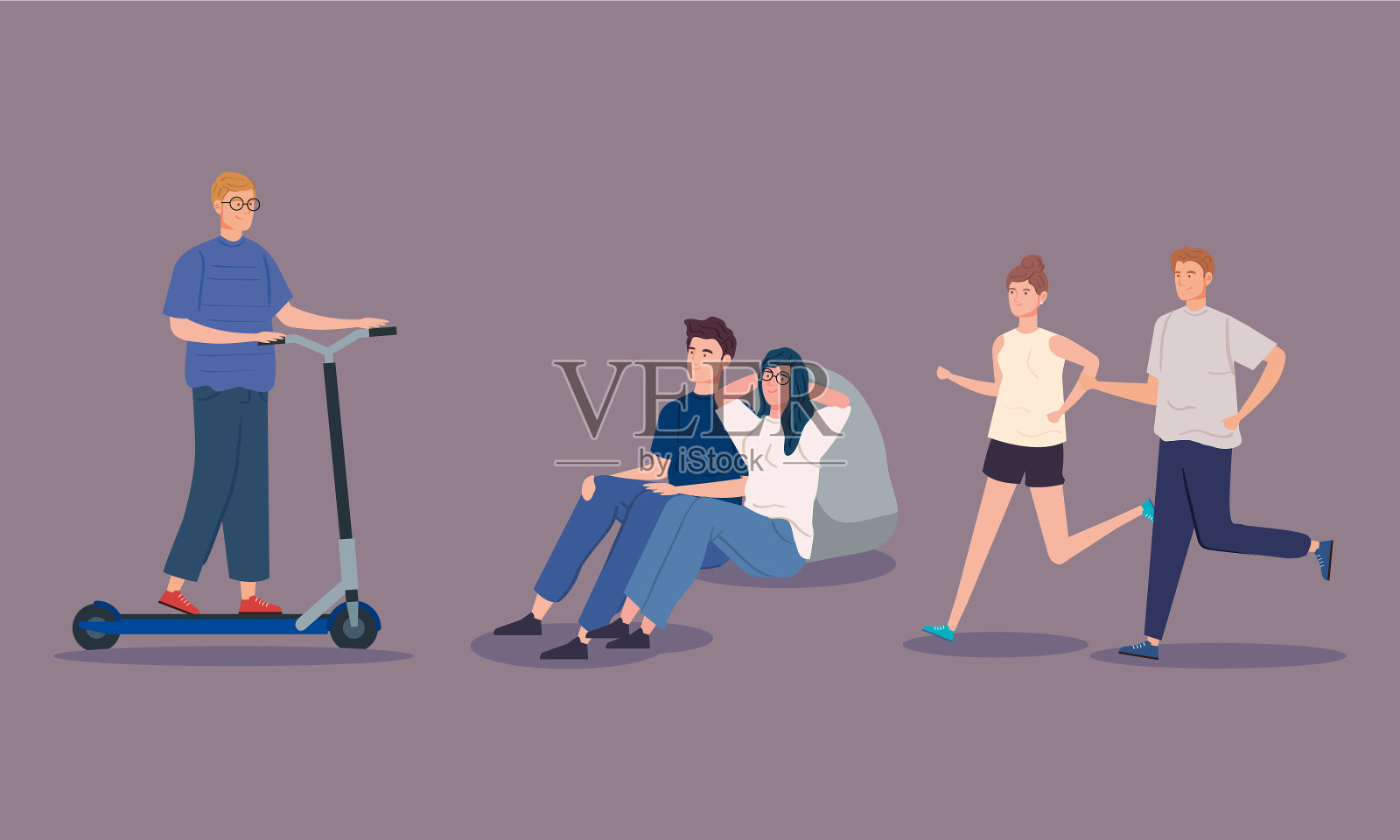 组织年轻人参加活动插画图片素材