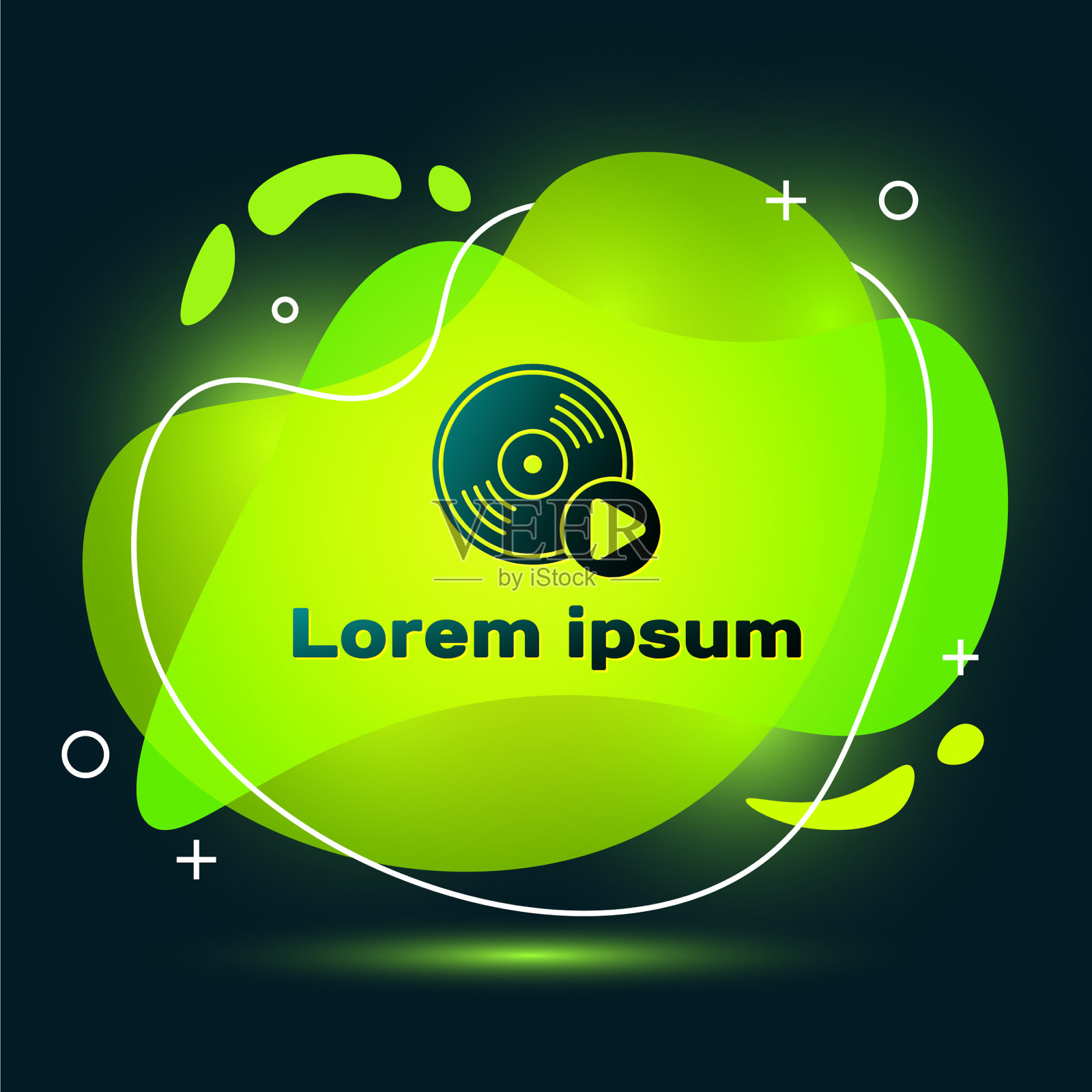 黑色乙烯基磁盘图标孤立在黑色背景插画图片素材