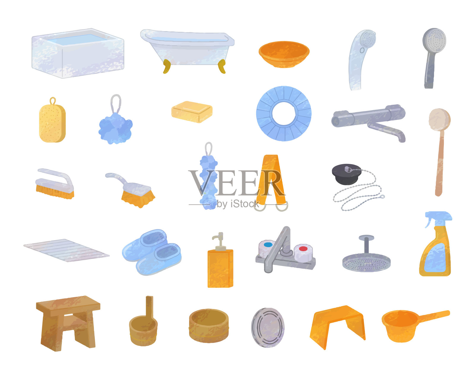 浴时设置插图材料设计元素图片