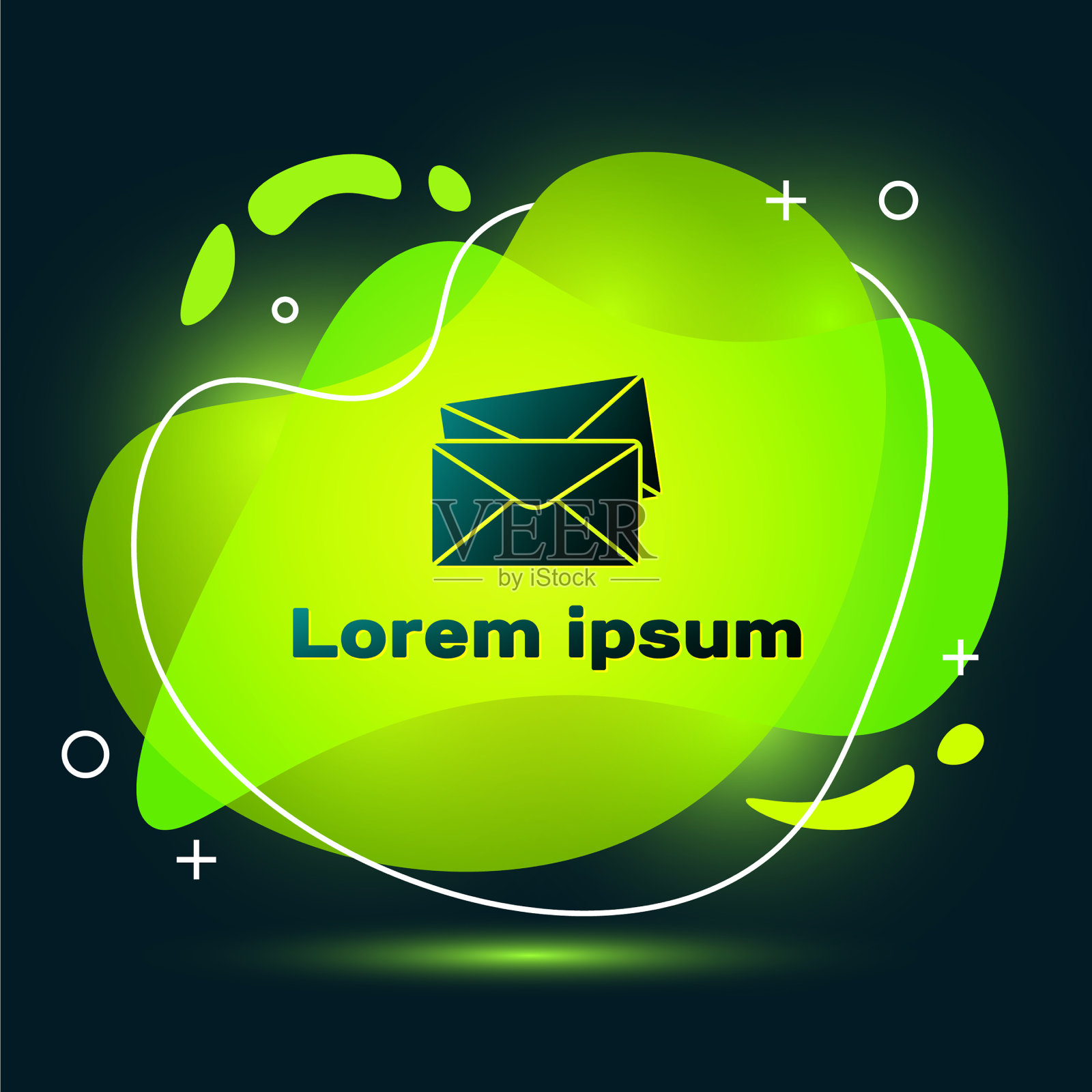 黑色信封图标孤立在黑色背景插画图片素材