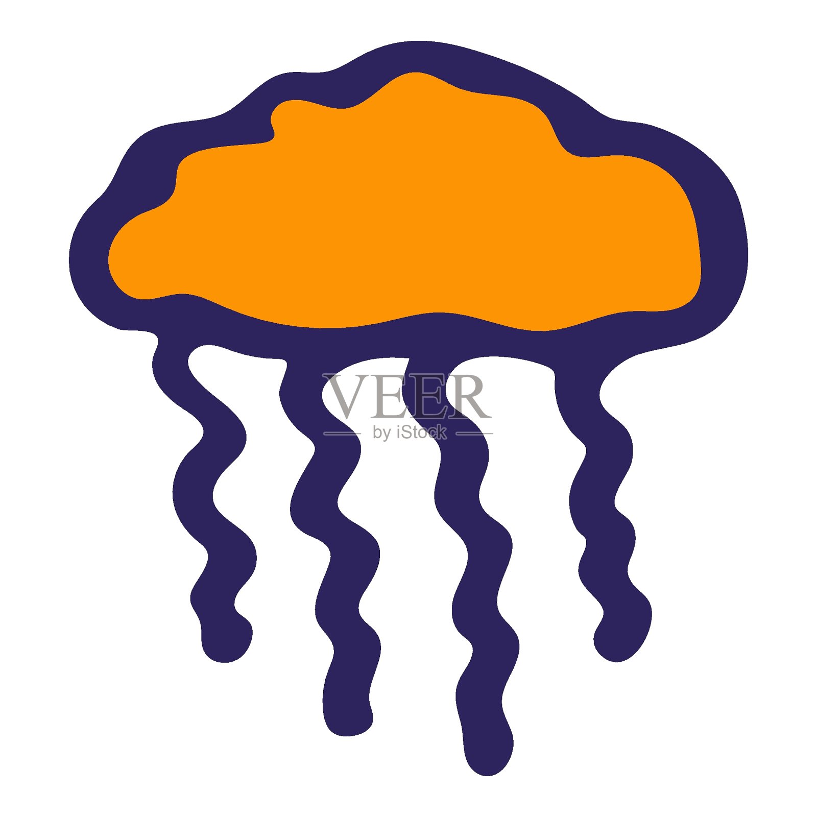 矢量彩色水母插图上的白色背景。设计元素图片