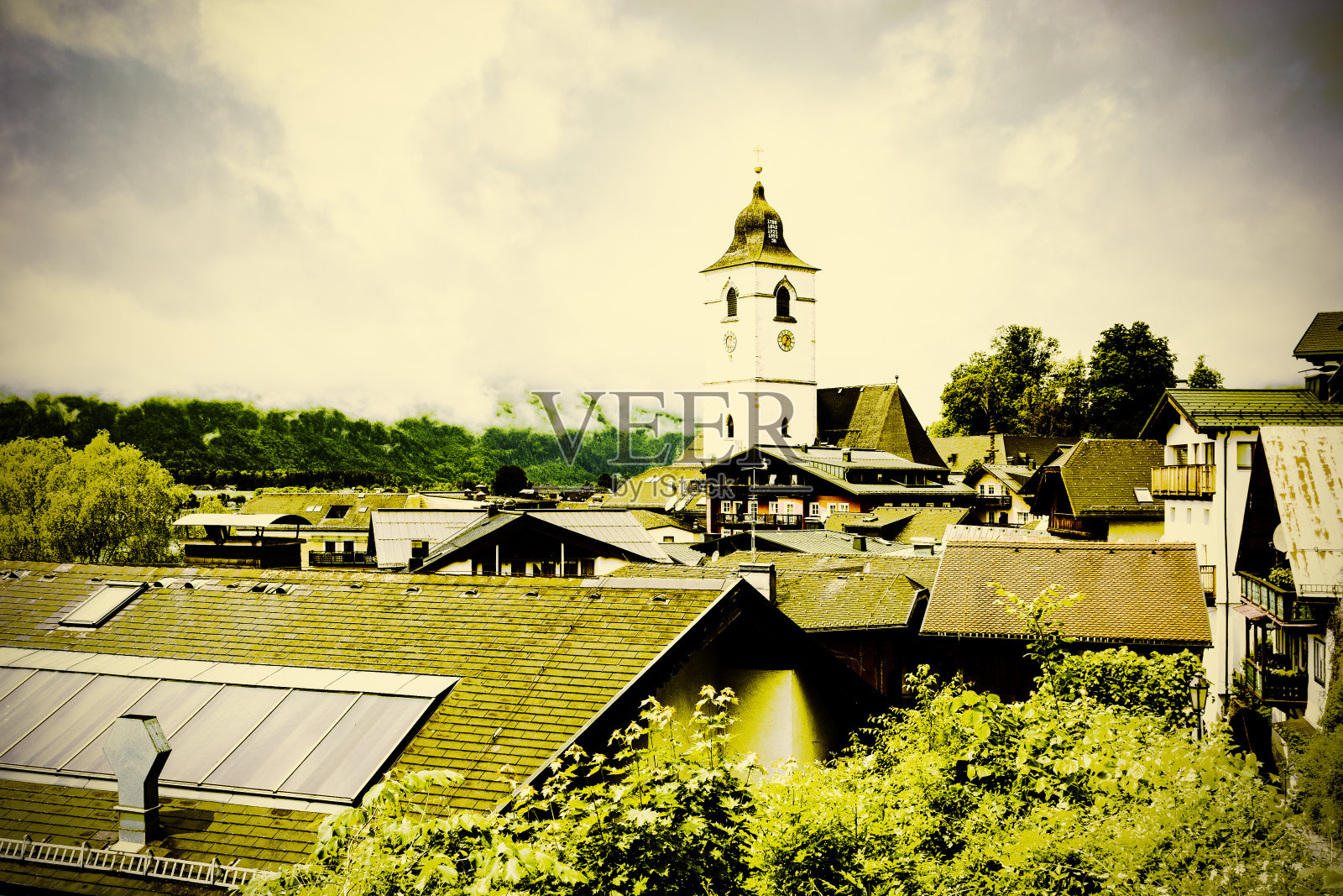 圣沃尔夫冈的朝圣教堂照片摄影图片