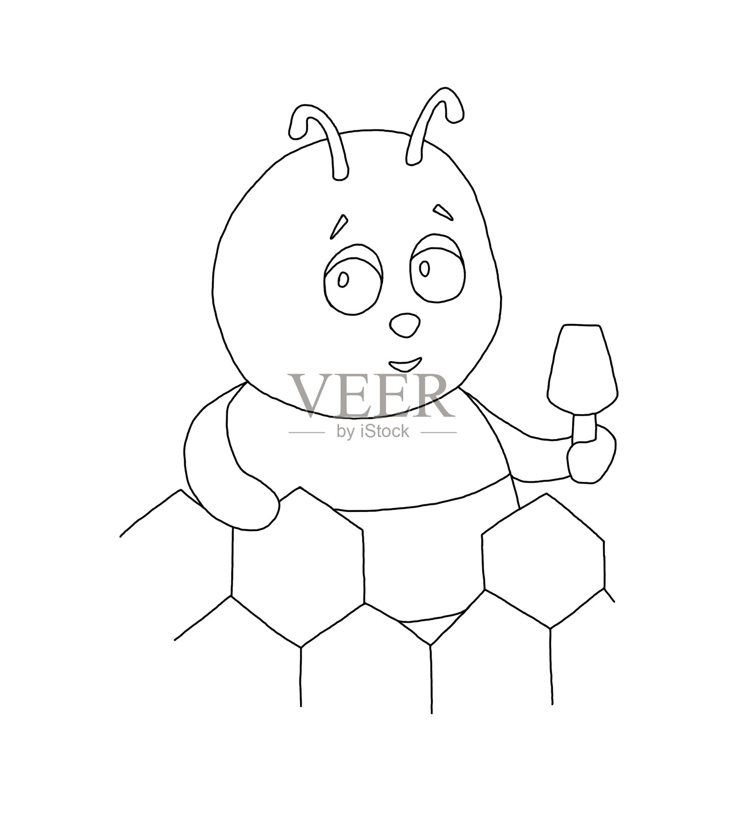 蜜蜂和蜂巢的轮廓插画图片素材