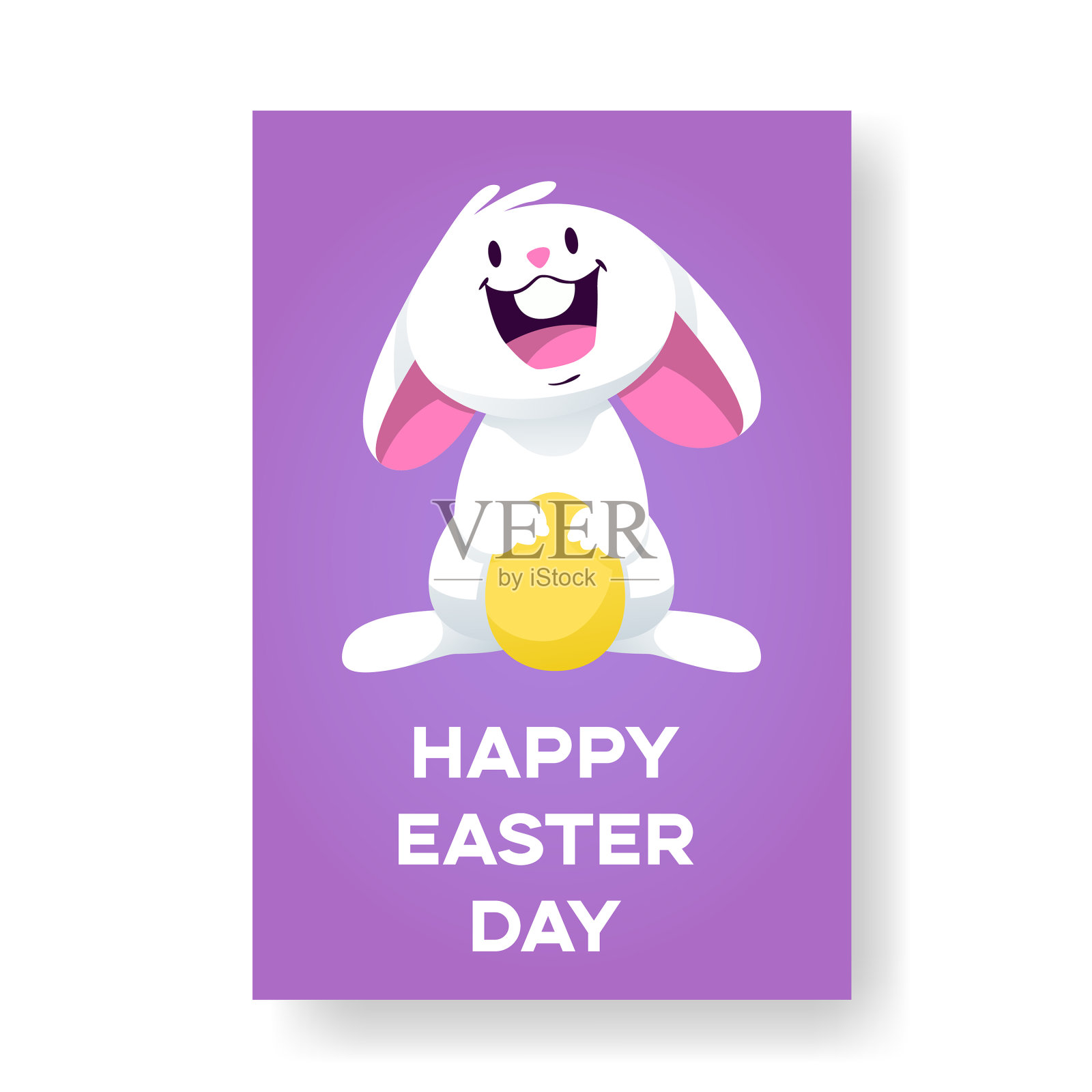 快乐微笑的小兔子是抱着金蛋快乐的插画图片素材