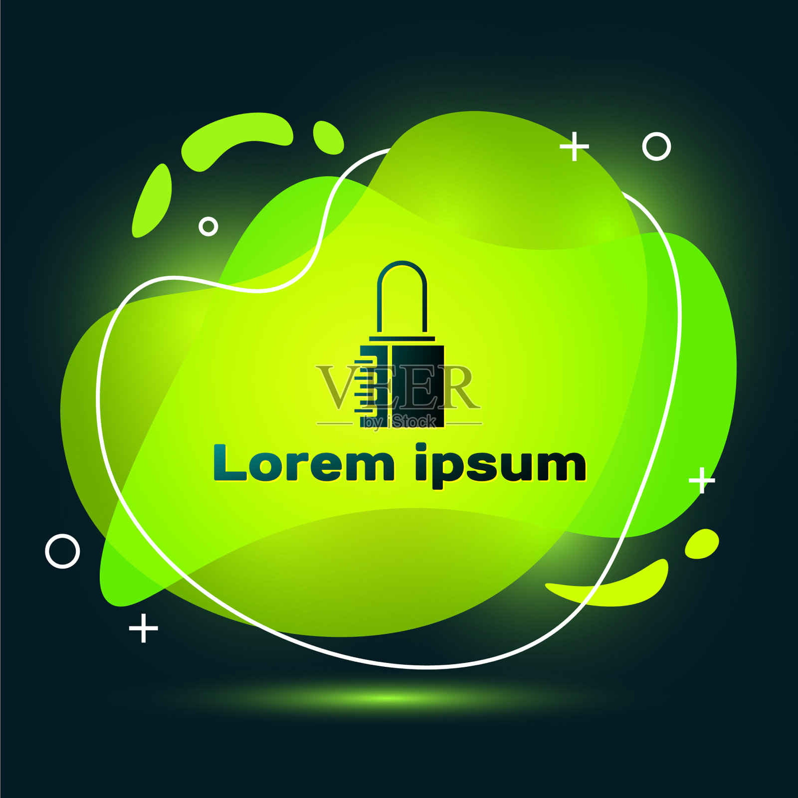 黑色安全密码锁图标隔离在黑色上插画图片素材