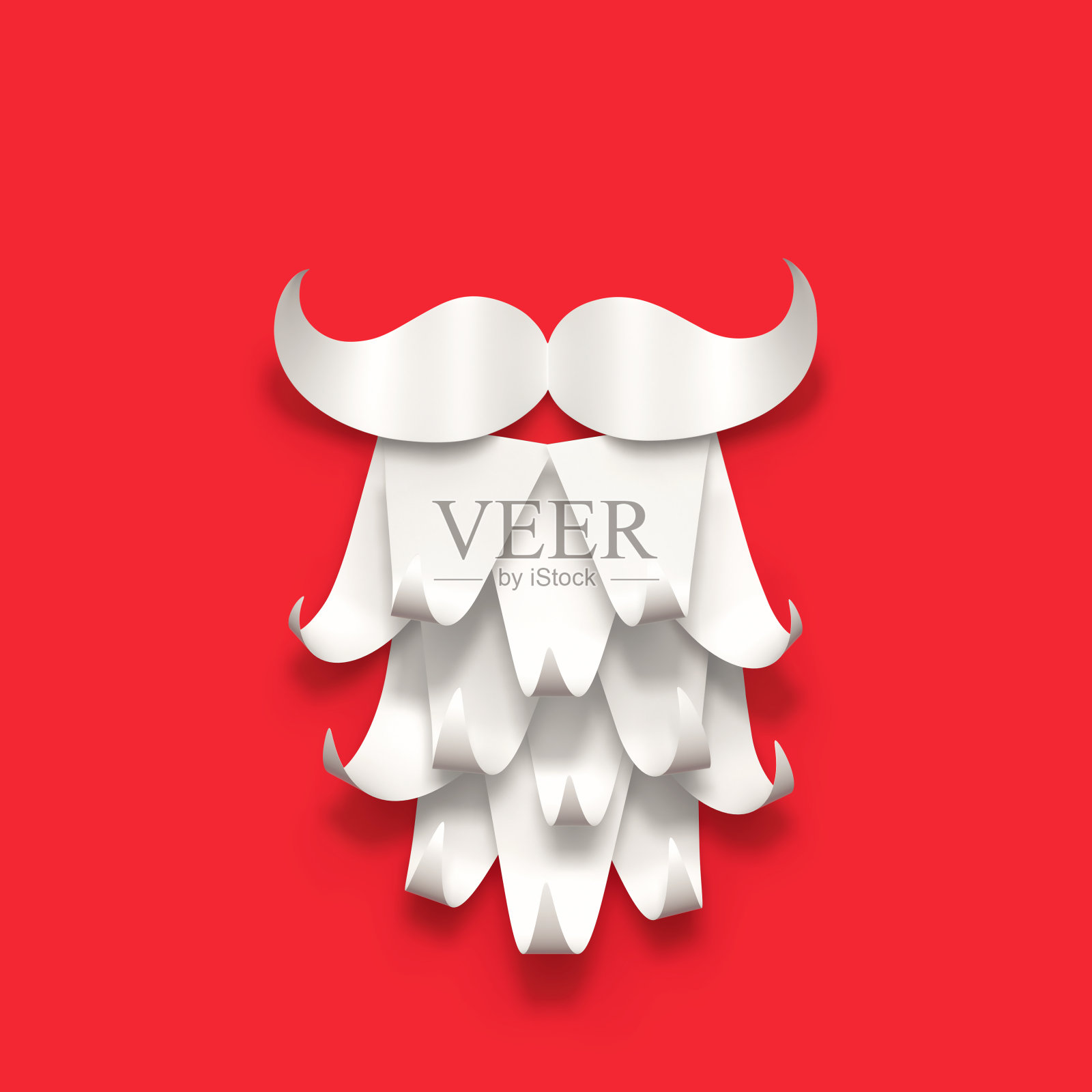 纸上的圣诞老人大胡子和小胡子上隔着红色。圣诞贺卡照片摄影图片