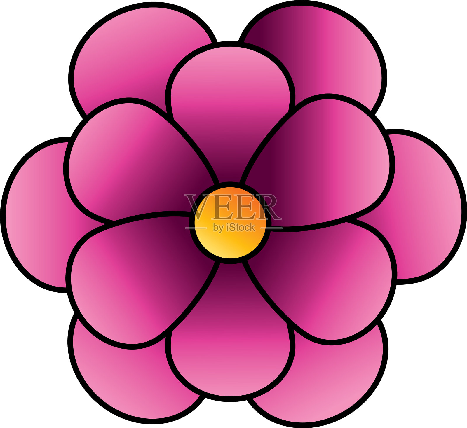 可爱的粉色花朵孤立图标设计元素图片