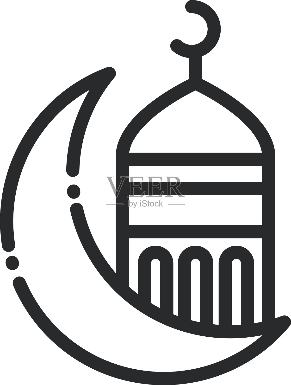 半月清真寺寺庙斋月阿拉伯伊斯兰图标素材
