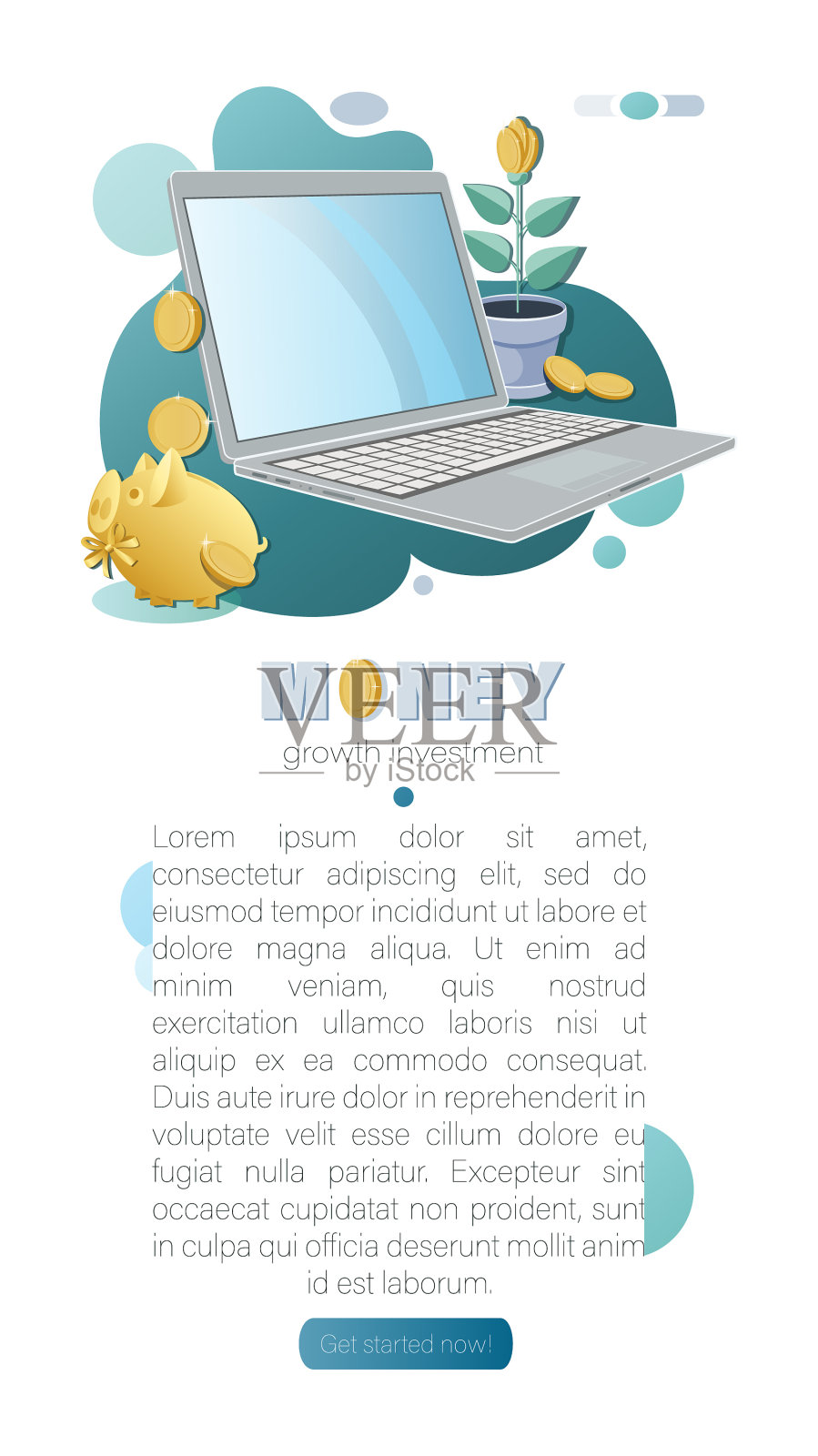 现金背景钱小猪银行笔记本电脑钱插画图片素材