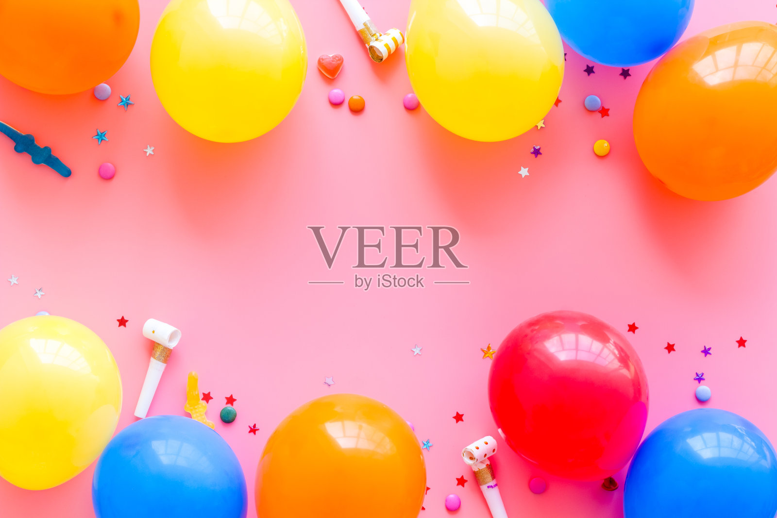 气球框架-庆祝概念-从上面复制空间照片摄影图片