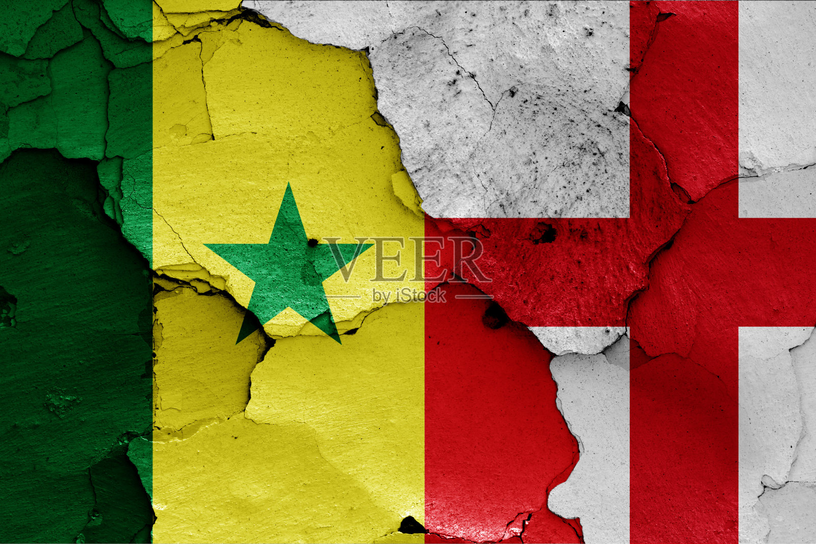 塞内加尔和英格兰的国旗照片摄影图片