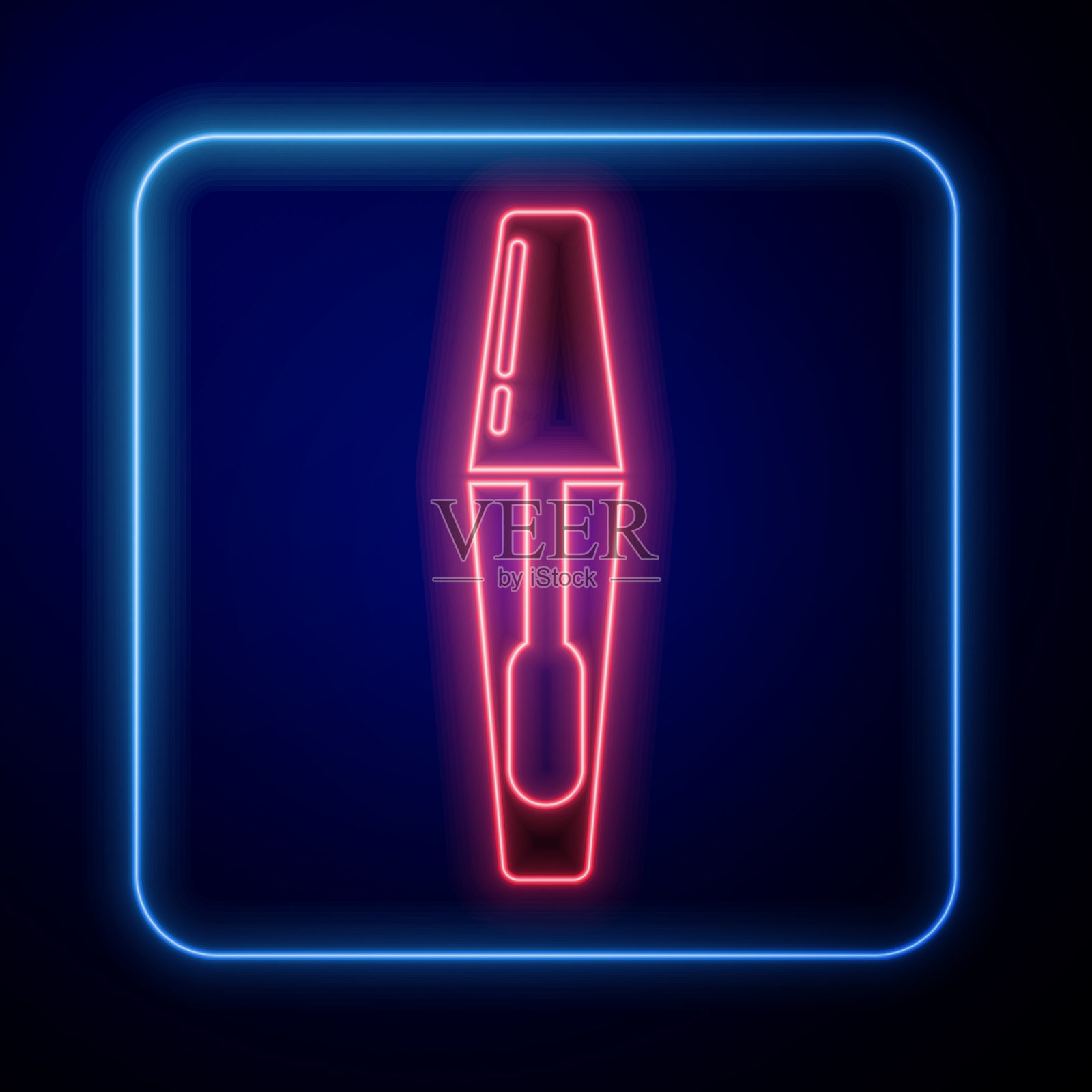 发光氖气睫毛膏刷图标孤立在蓝色插画图片素材