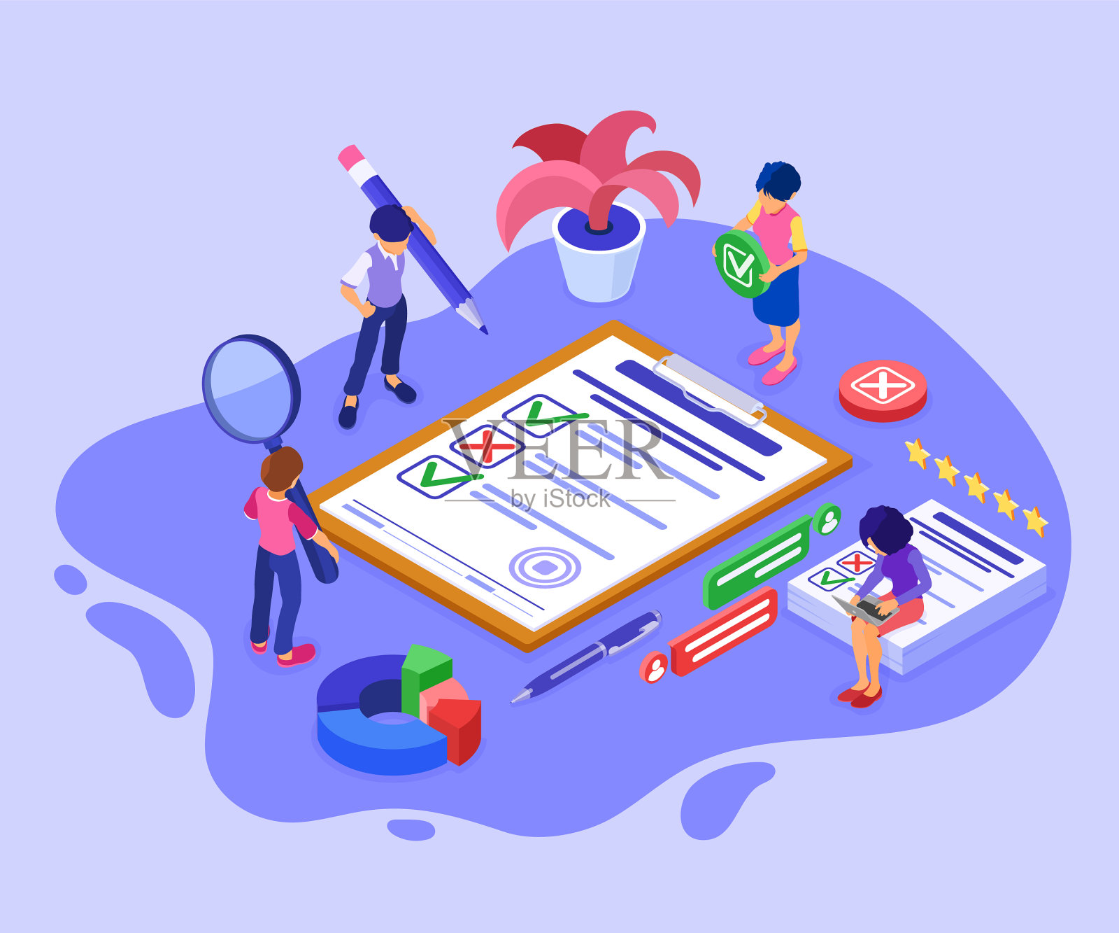 调查问卷或测试表格插画图片素材