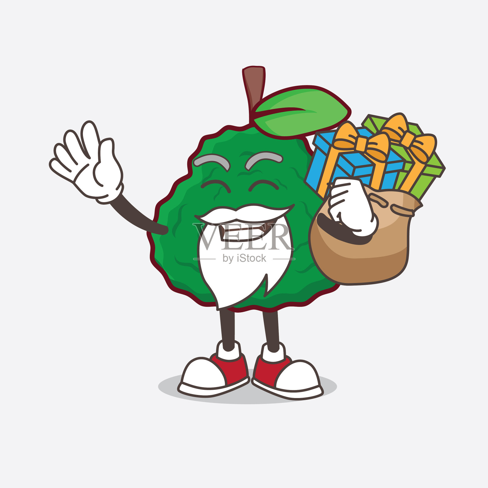 卡菲尔石灰卡通圣诞老人的吉祥物角色插画图片素材