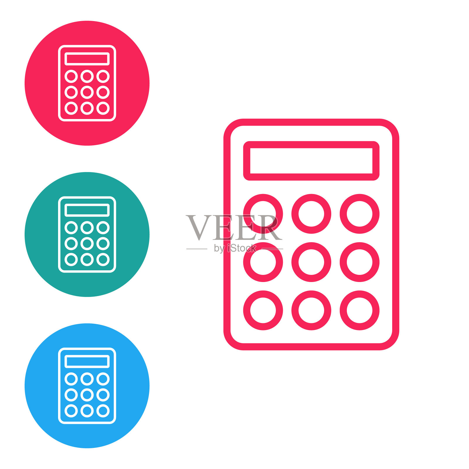 红线密码保护和安全访问图标隔离在白色背景上。安全、安全、保护、隐私的理念。在圆形按钮中设置图标。向量图标素材