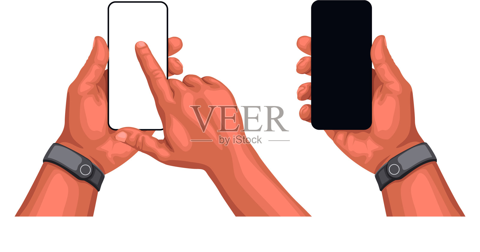 手持智能手机插画图片素材
