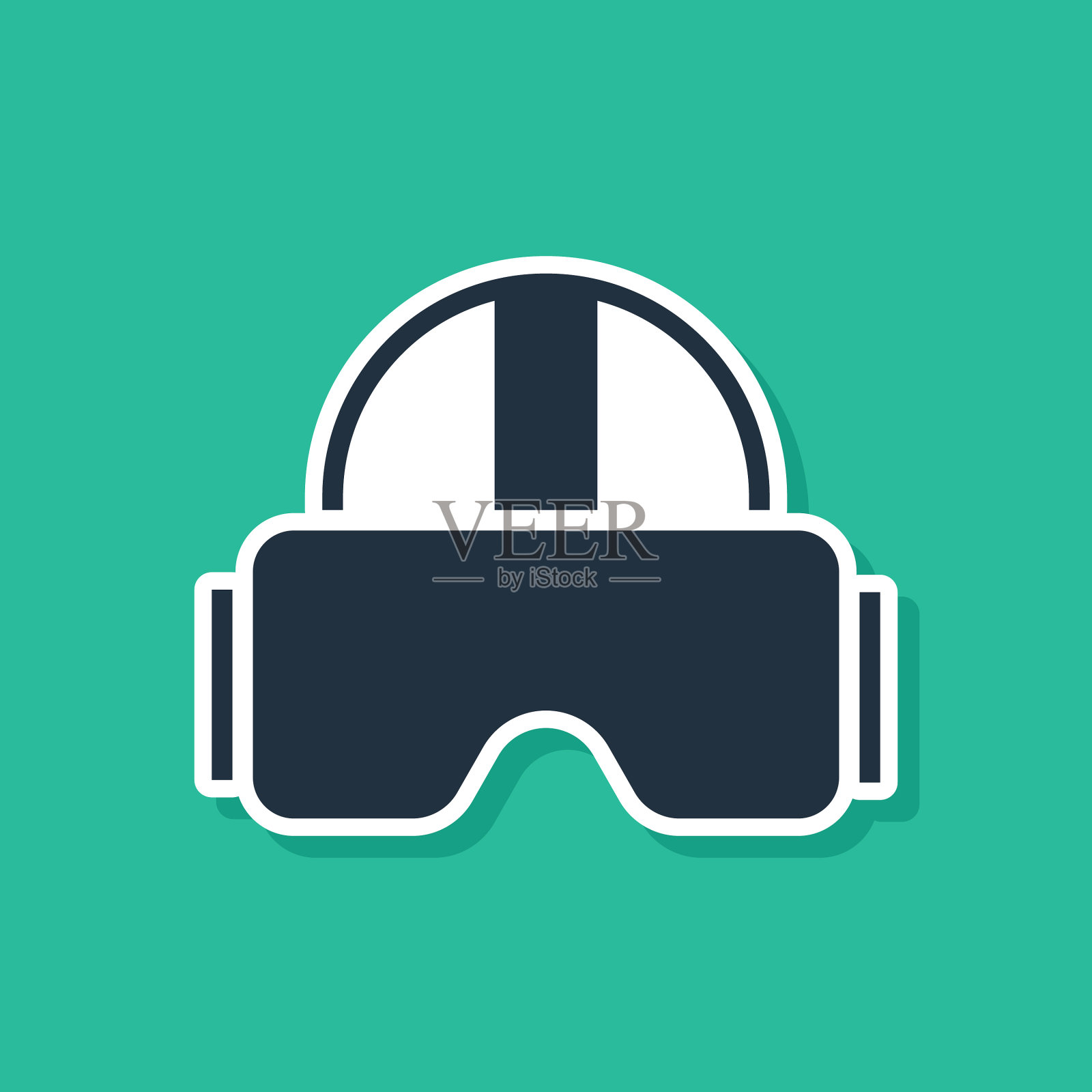 蓝色虚拟现实眼镜图标隔离插画图片素材