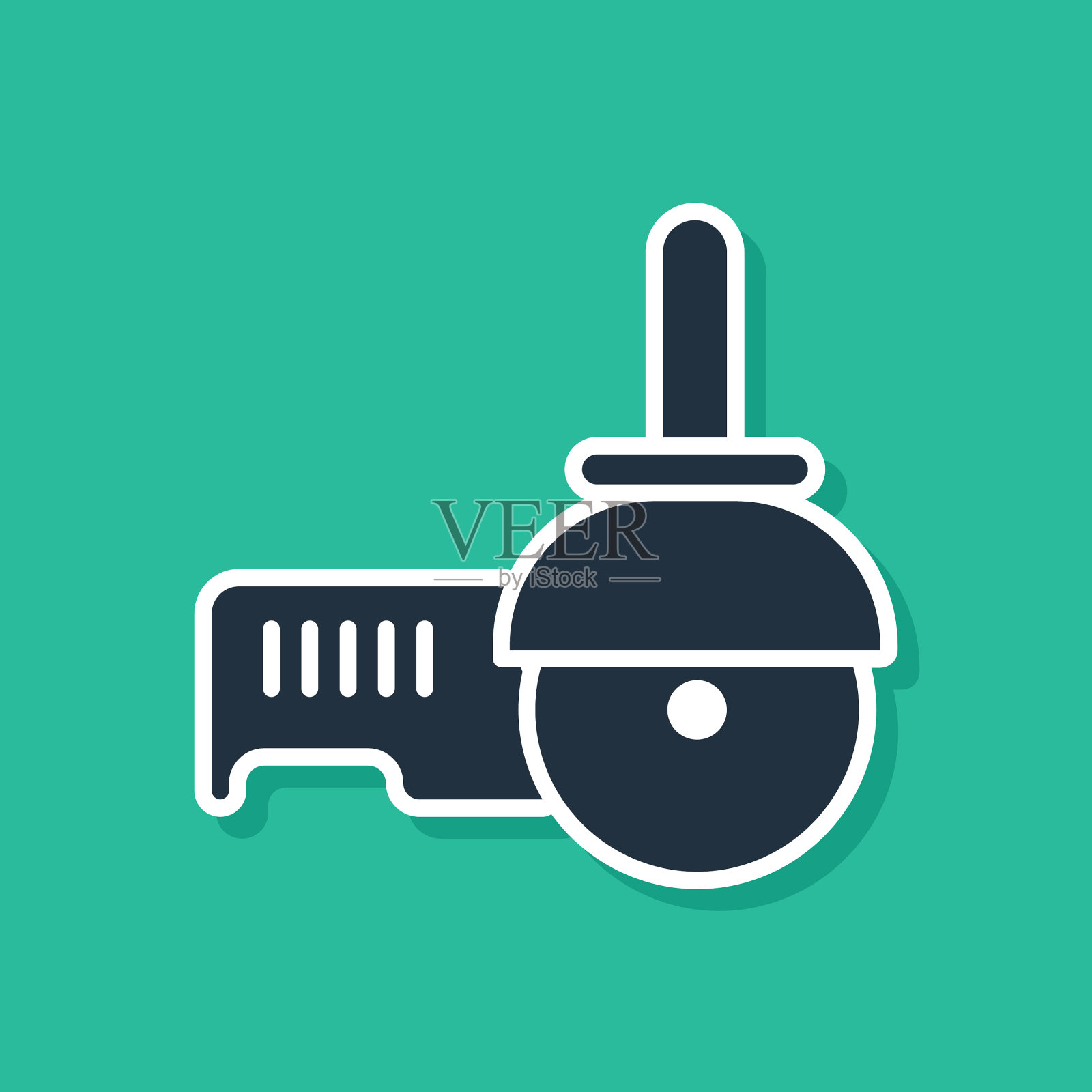 蓝角磨床图标隔离在绿色上插画图片素材