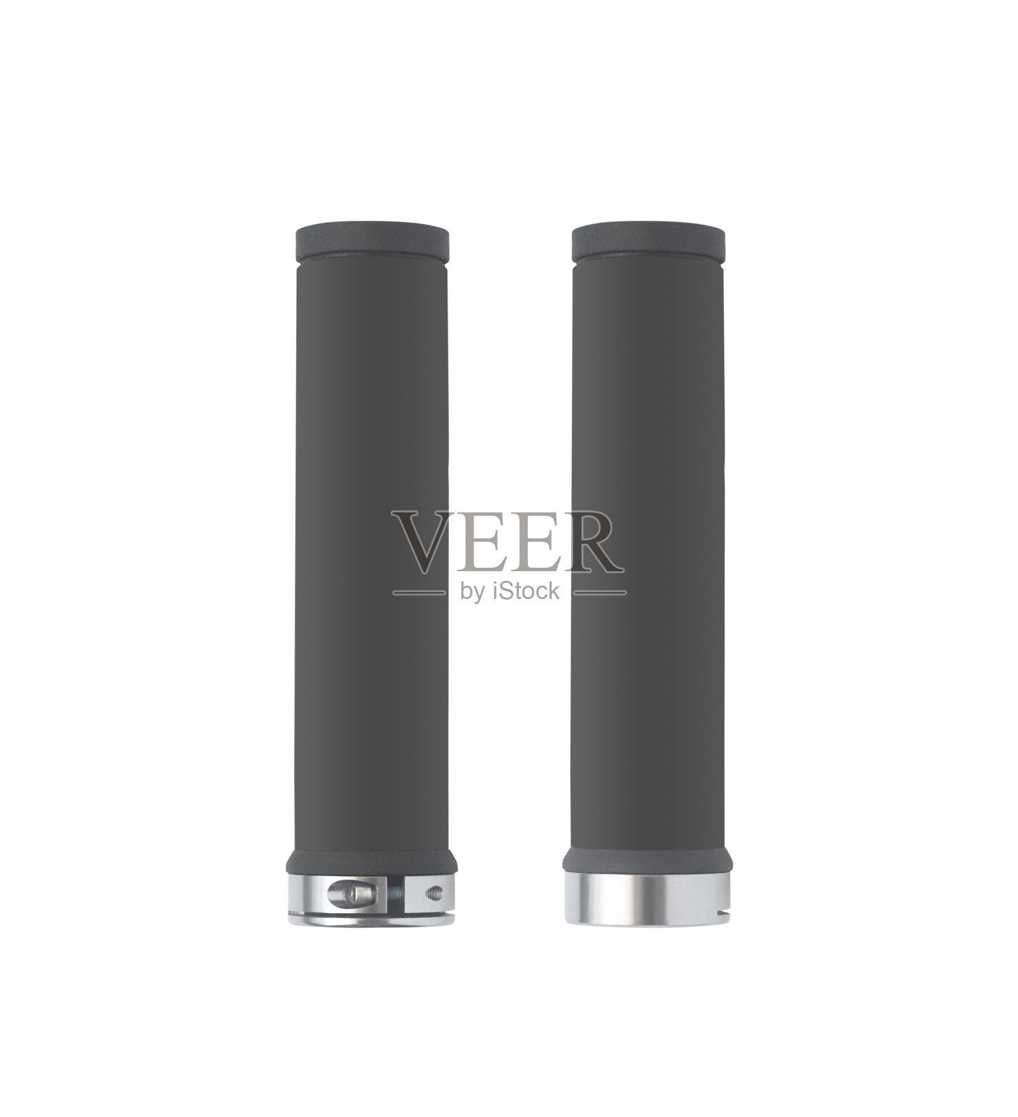 一对黑色自行车把手孤立在白色背景上照片摄影图片