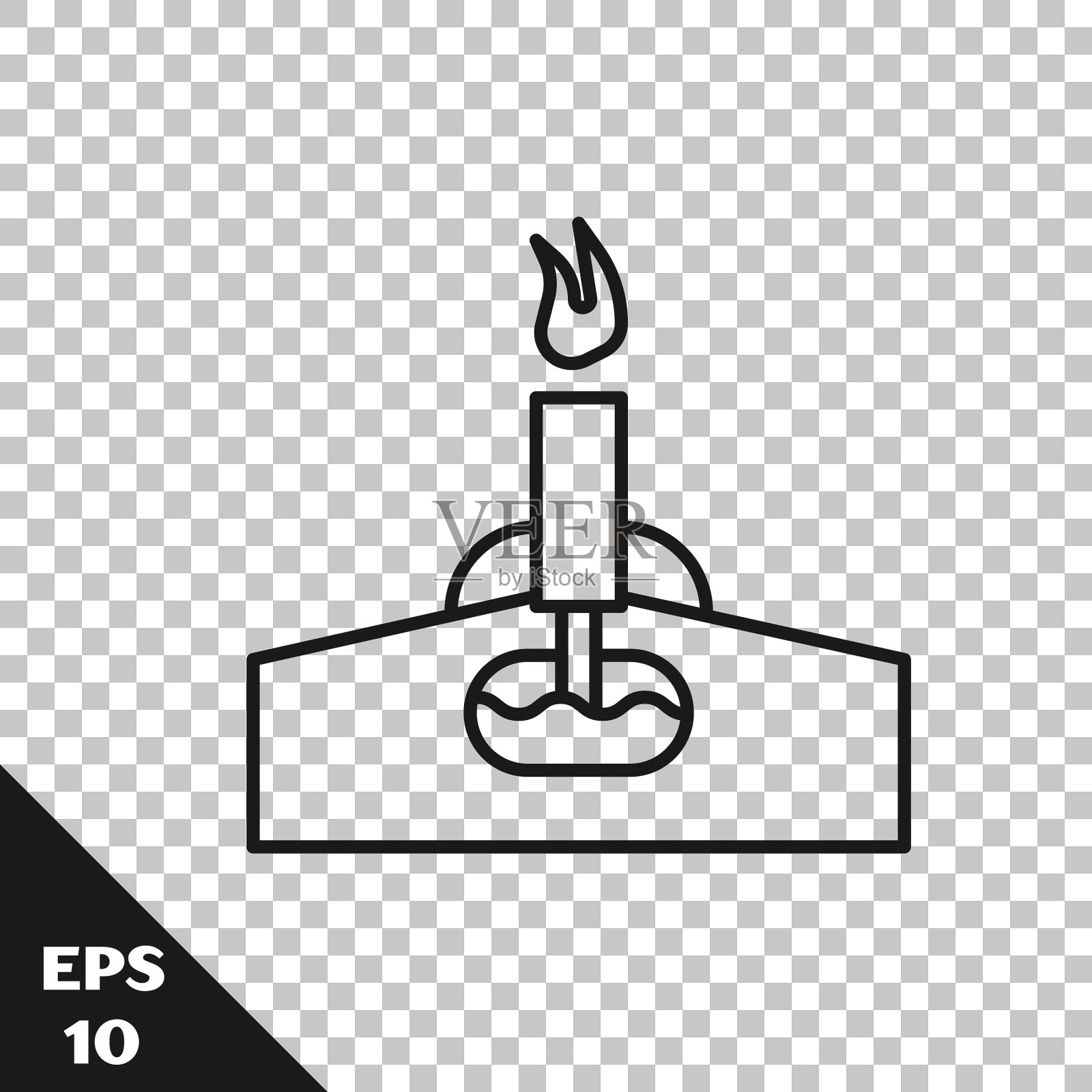 带着火图标的黑线石油钻塔被隔离图标素材