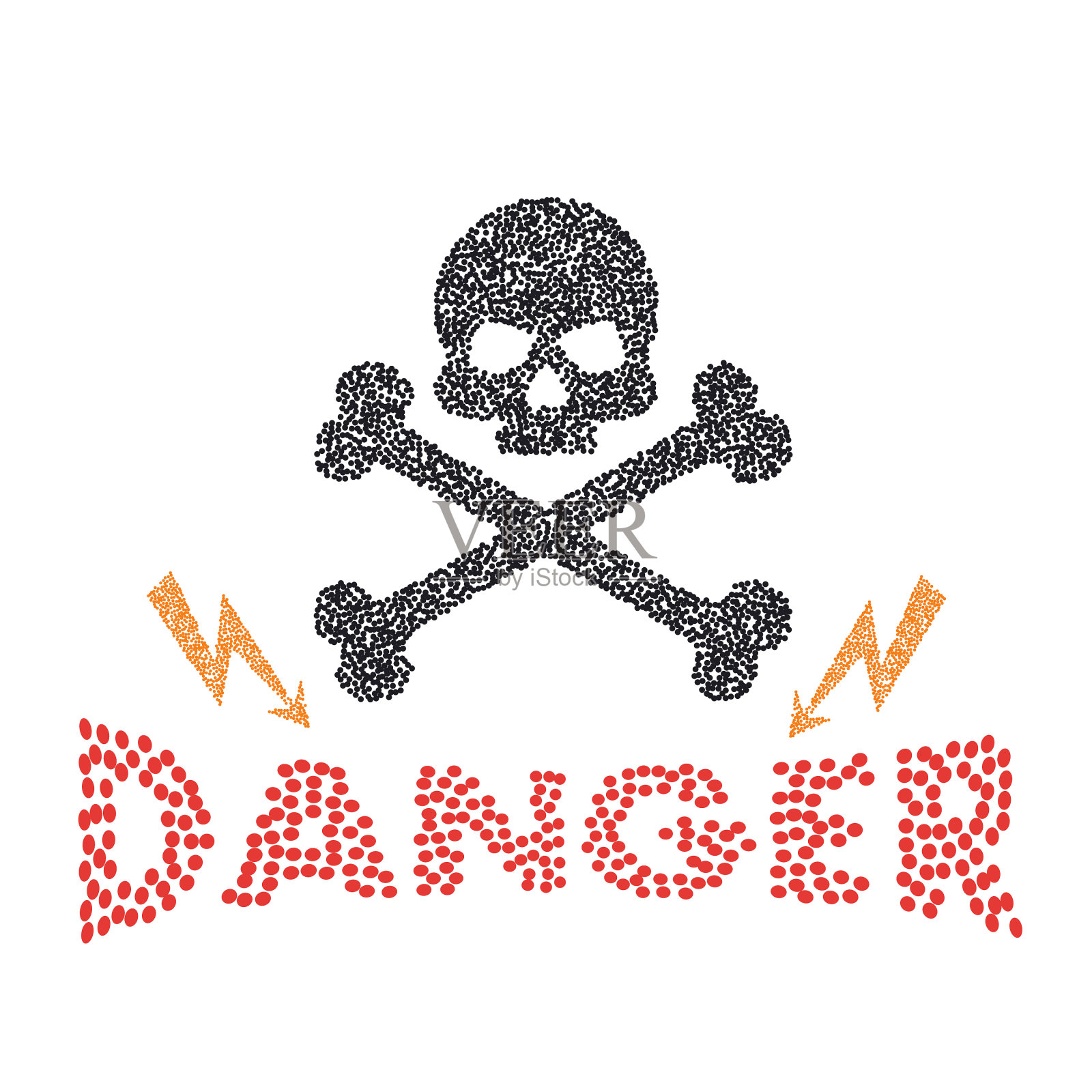 骷髅交叉与字危险插画图片素材