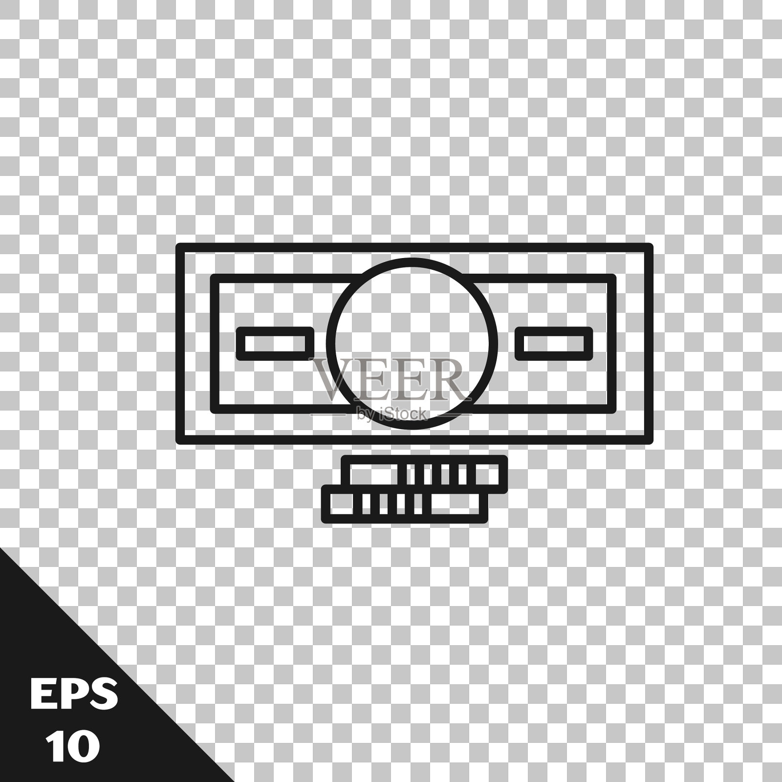 纸币黑线叠成孤立的现金图标插画图片素材