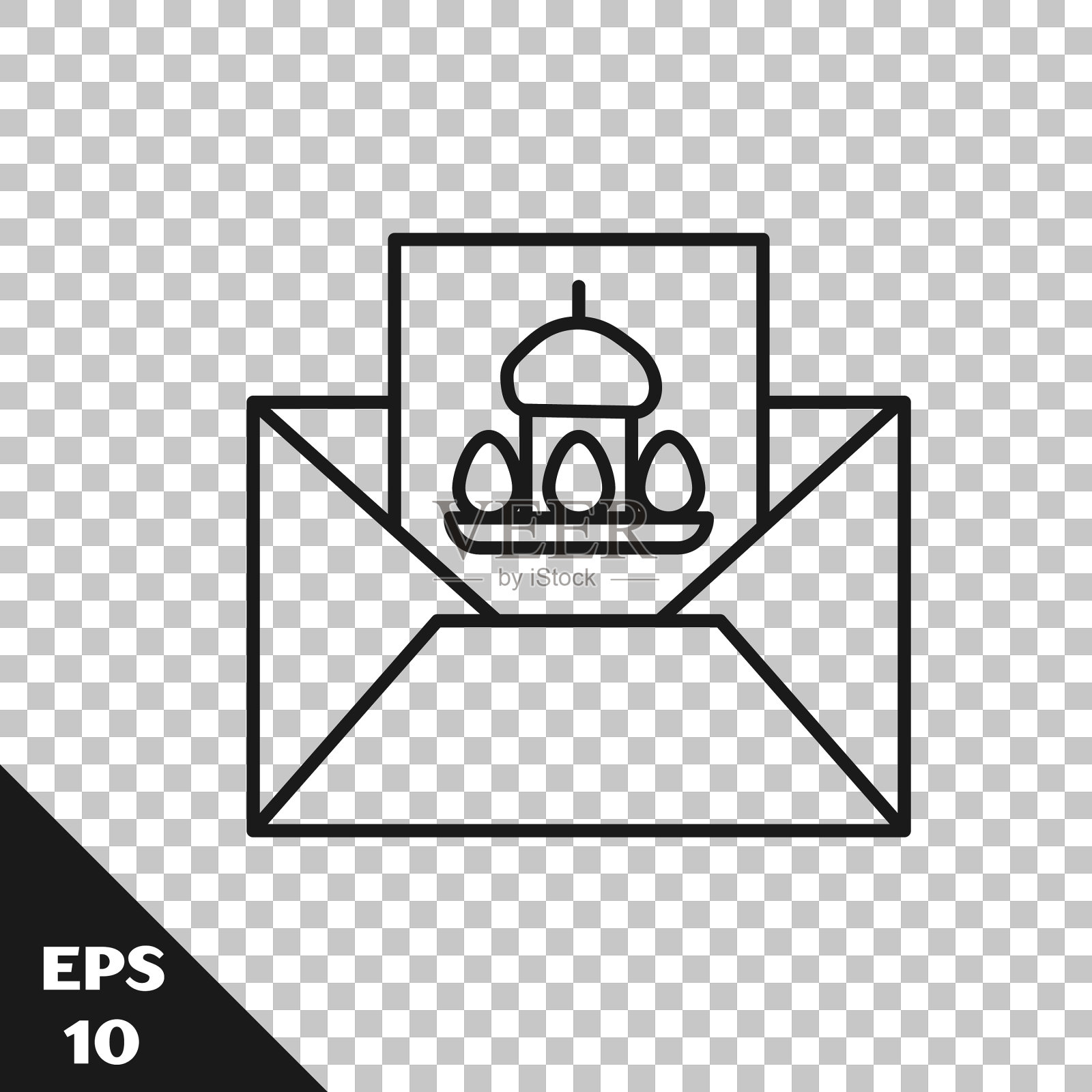 黑色线贺卡与快乐复活节图标插画图片素材