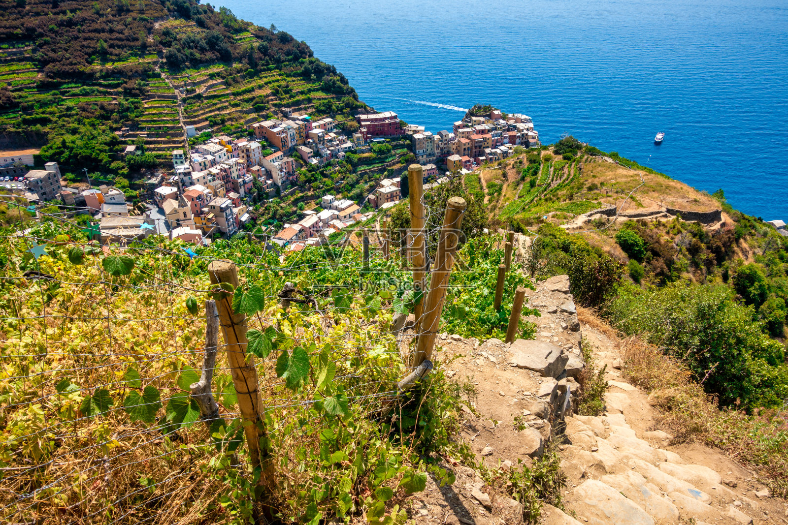 意大利五渔村马纳罗拉的人行道照片摄影图片