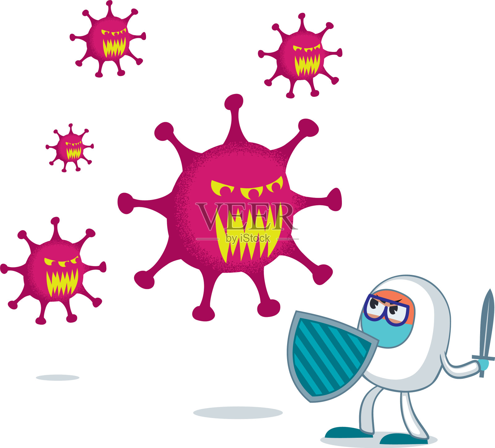 医生对抗病毒插画图片素材