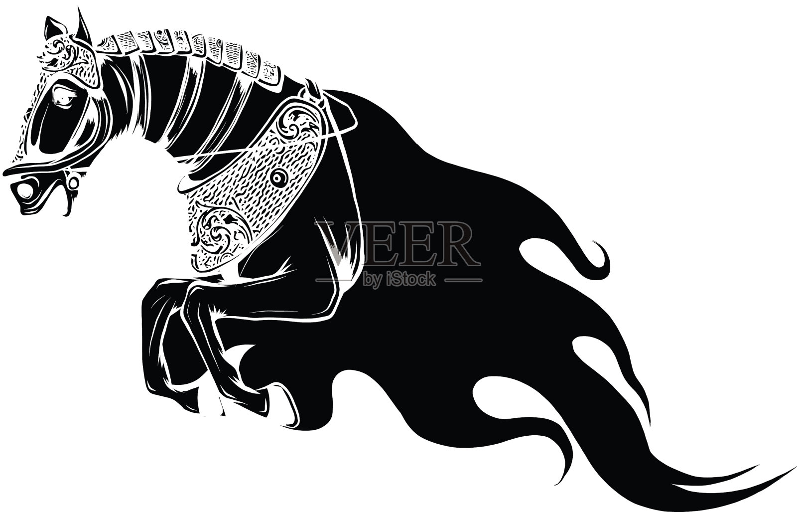 火马或魔鬼种马的象征与头设计元素图片