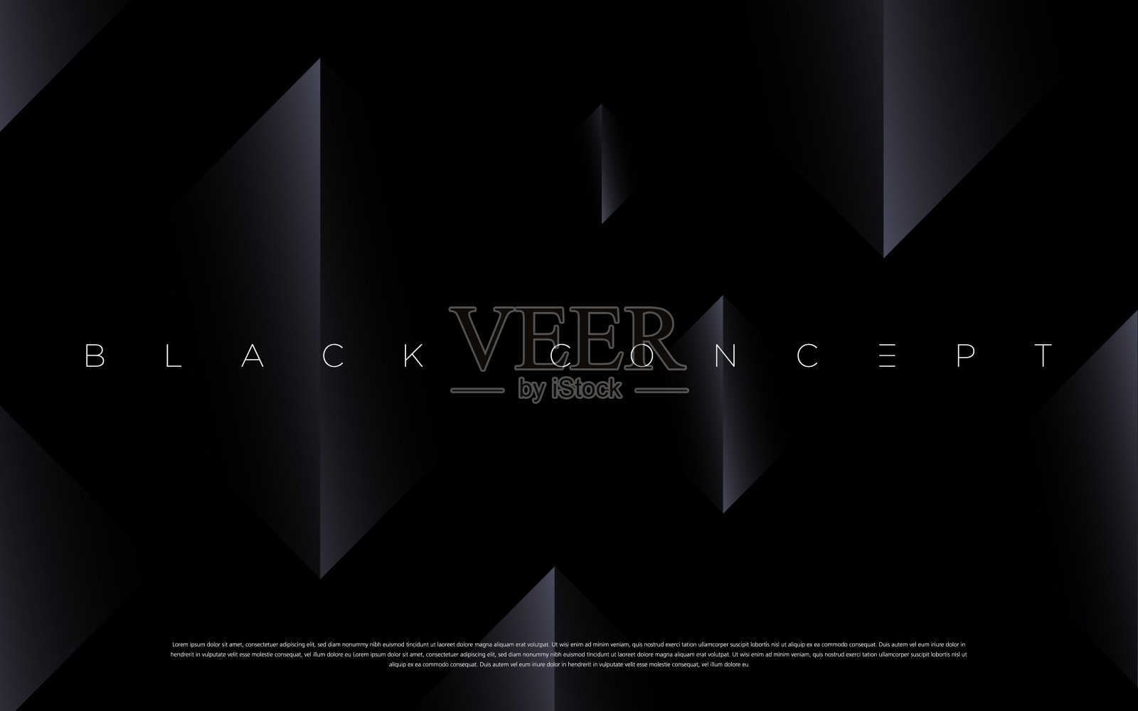 极简主义的黑色溢价抽象背景与豪华的黑色几何元素。插画图片素材