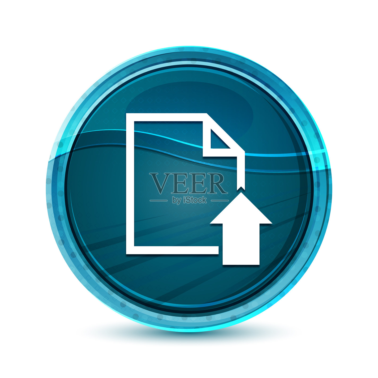 上传文件图标优雅的玻璃蓝色圆形按钮矢量设计插图图标素材