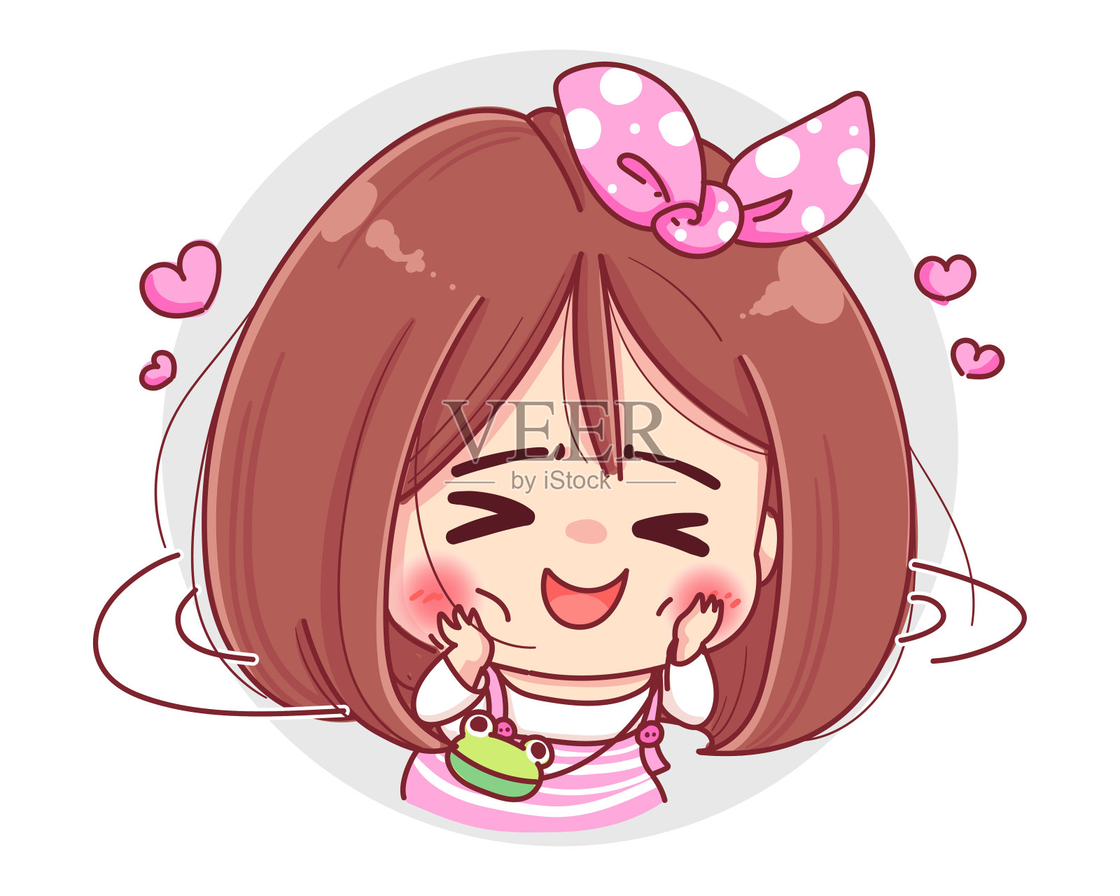 性格非常害羞的女孩孤立在白色的背景。设计元素图片